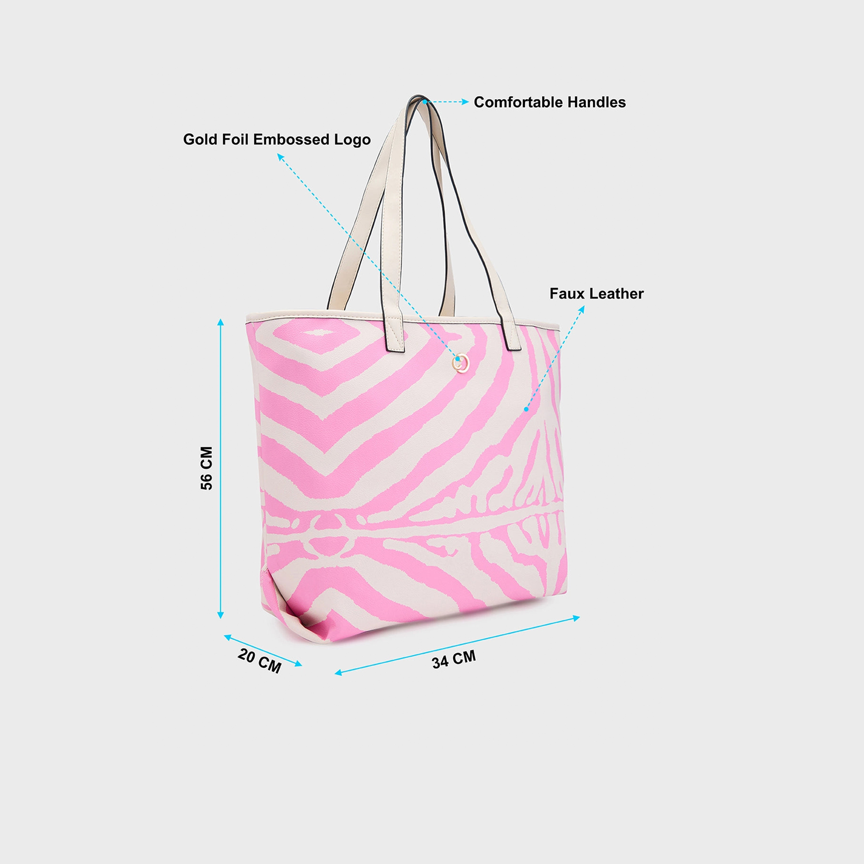 Caprese Animal Print Double-Handle Shoulder Bag with Zipper Closure | 56 x 34 x 20 cm-women-bagsandwallets-handbags-image-2