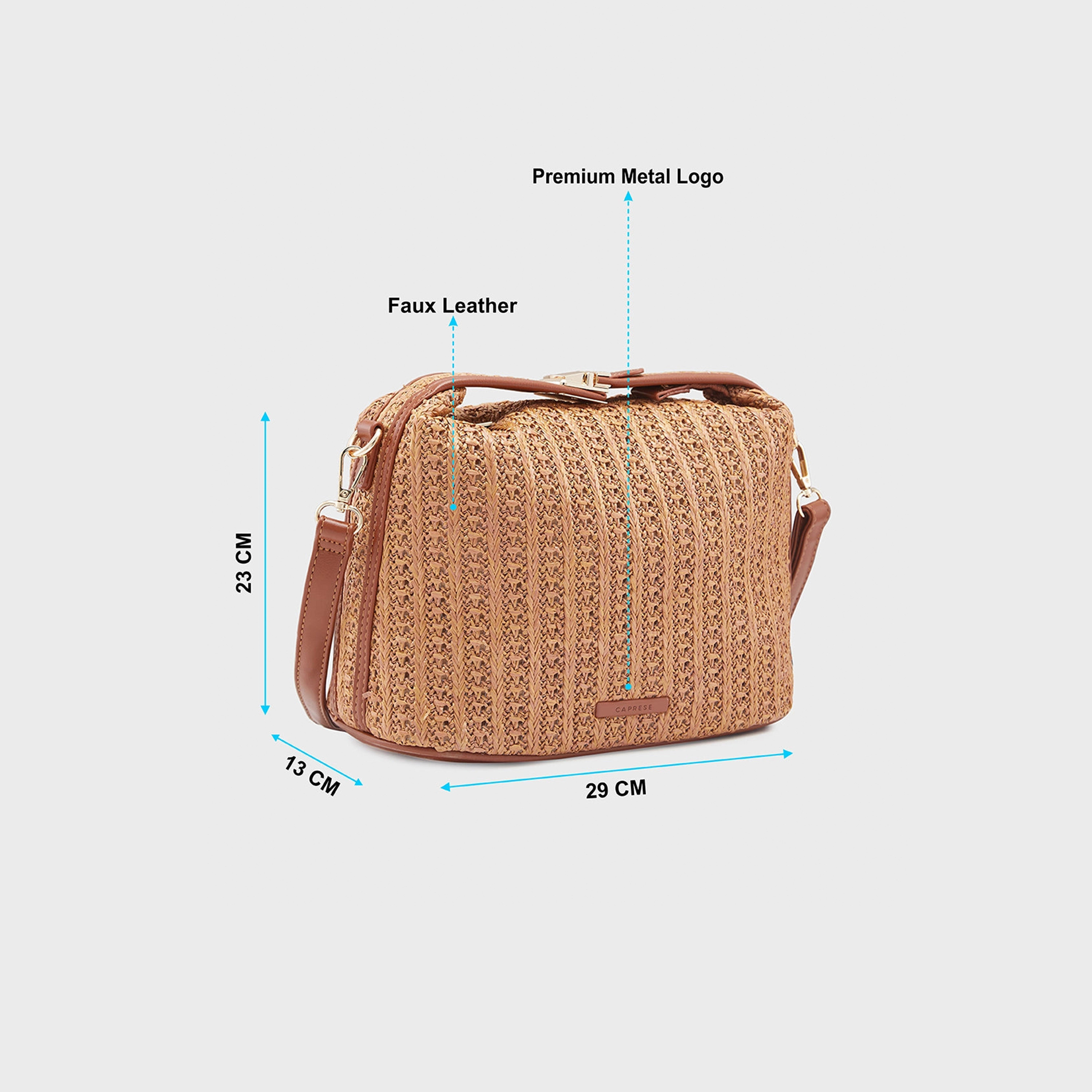 Caprese Textured Crossbody Bag with Zipper Closure and Detachable Strap | 29 x 23 x 13 cm-women-bagsandwallets-handbags-image-3