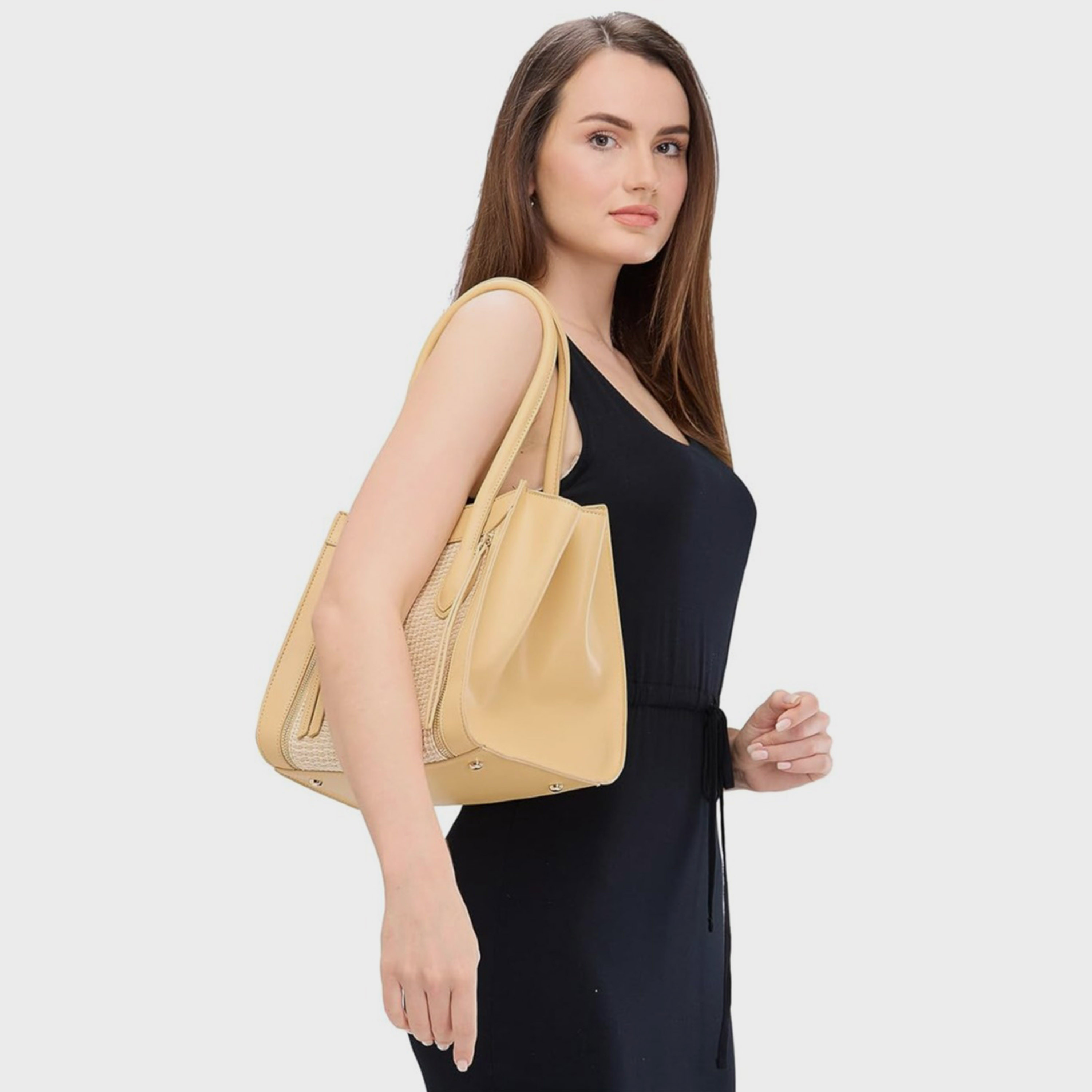 حقيبة كتف بمقبض مزدوج من Caprese مع إغلاق بسحاب | 37 × 22 × 15 سم-women-bagsandwallets-handbags-image-3