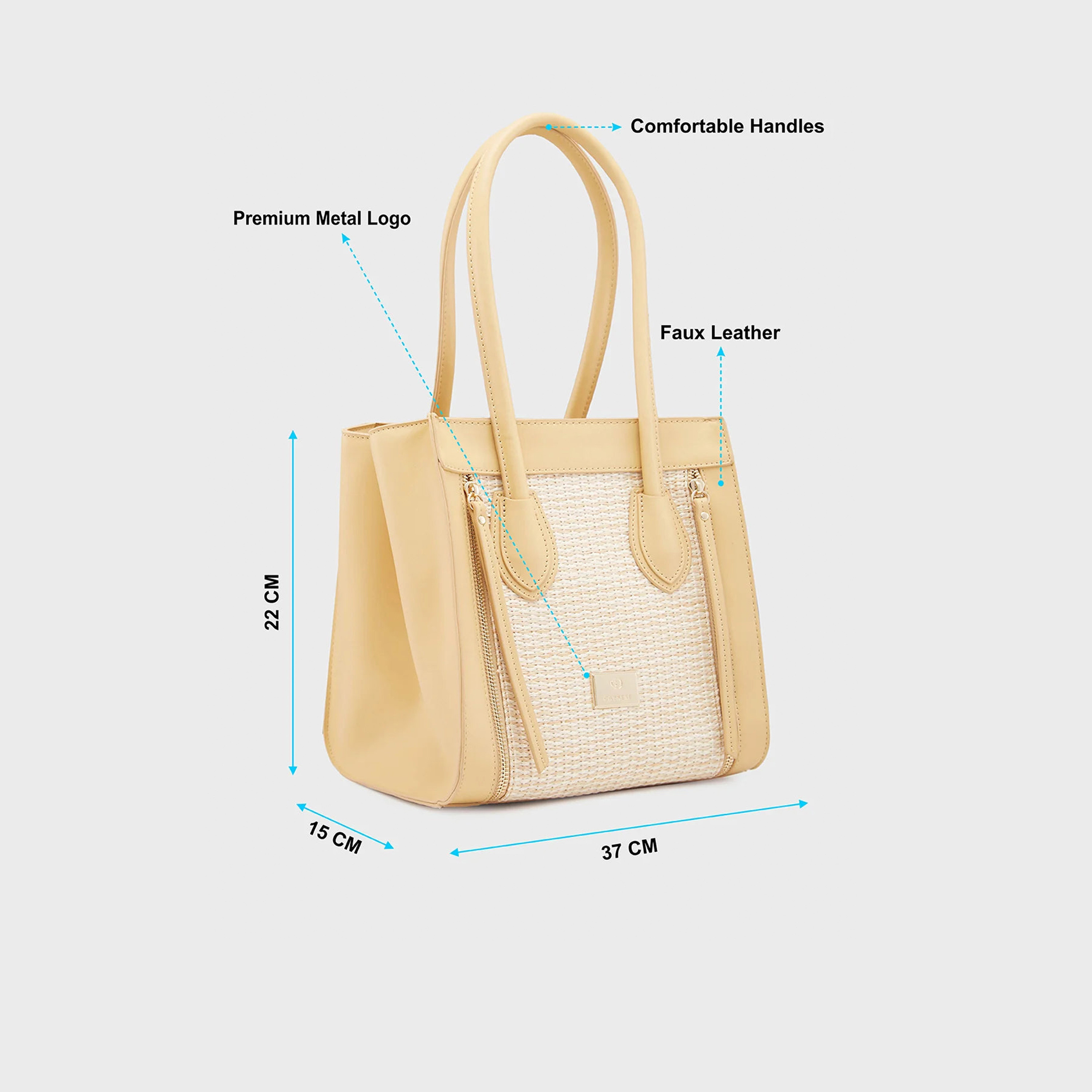 حقيبة كتف بمقبض مزدوج من Caprese مع إغلاق بسحاب | 37 × 22 × 15 سم-women-bagsandwallets-handbags-image-4