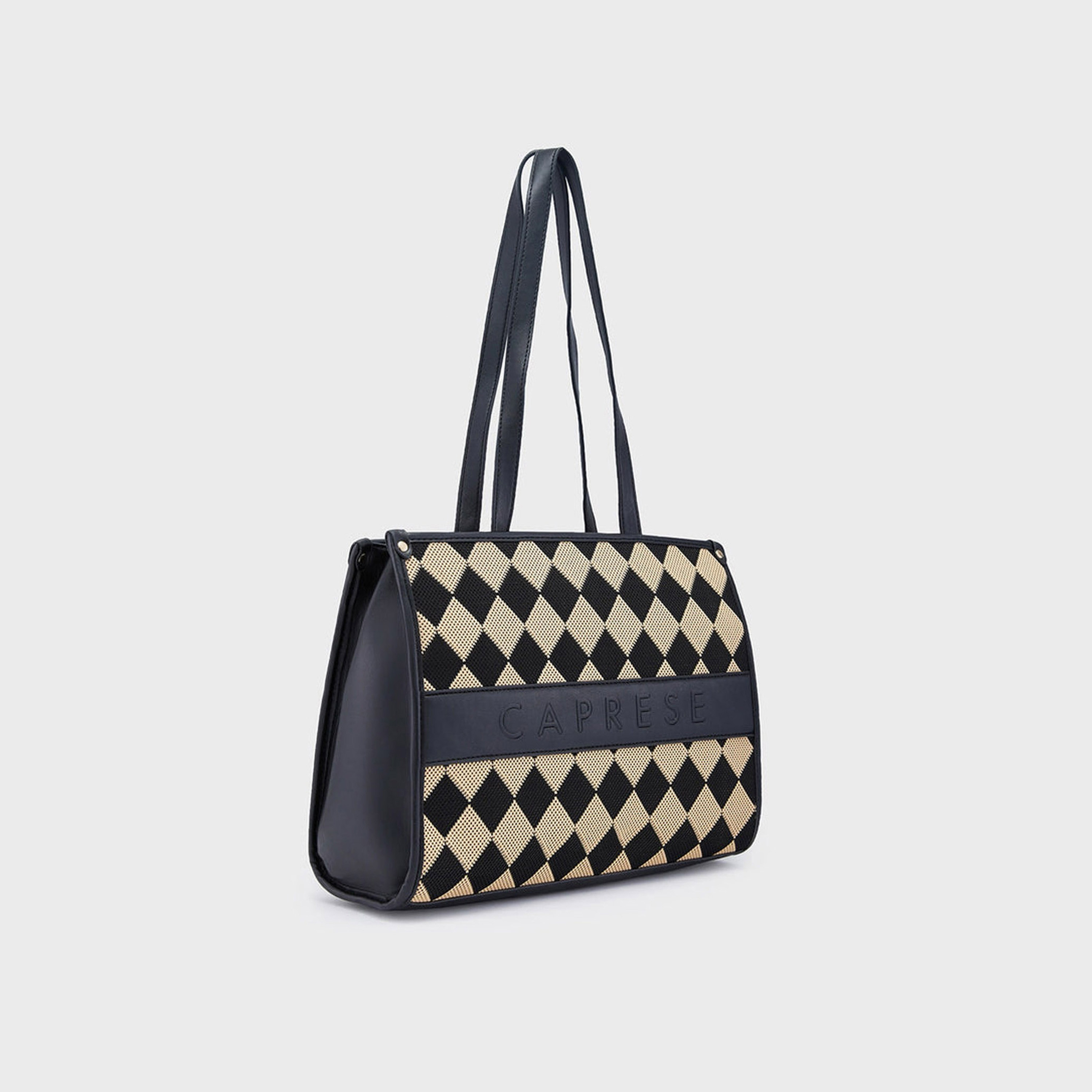 Caprese Textured Double-Handle Tote Bag with Zipper Closure | 35 x 27 x 13 cm-women-bagsandwallets-handbags-image-1