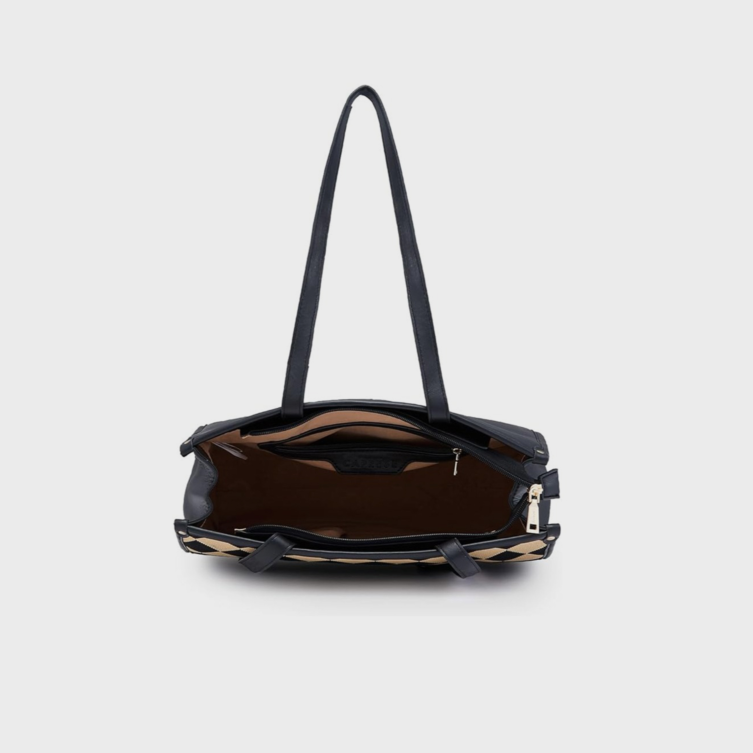 Caprese Textured Double-Handle Tote Bag with Zipper Closure | 35 x 27 x 13 cm-women-bagsandwallets-handbags-image-5
