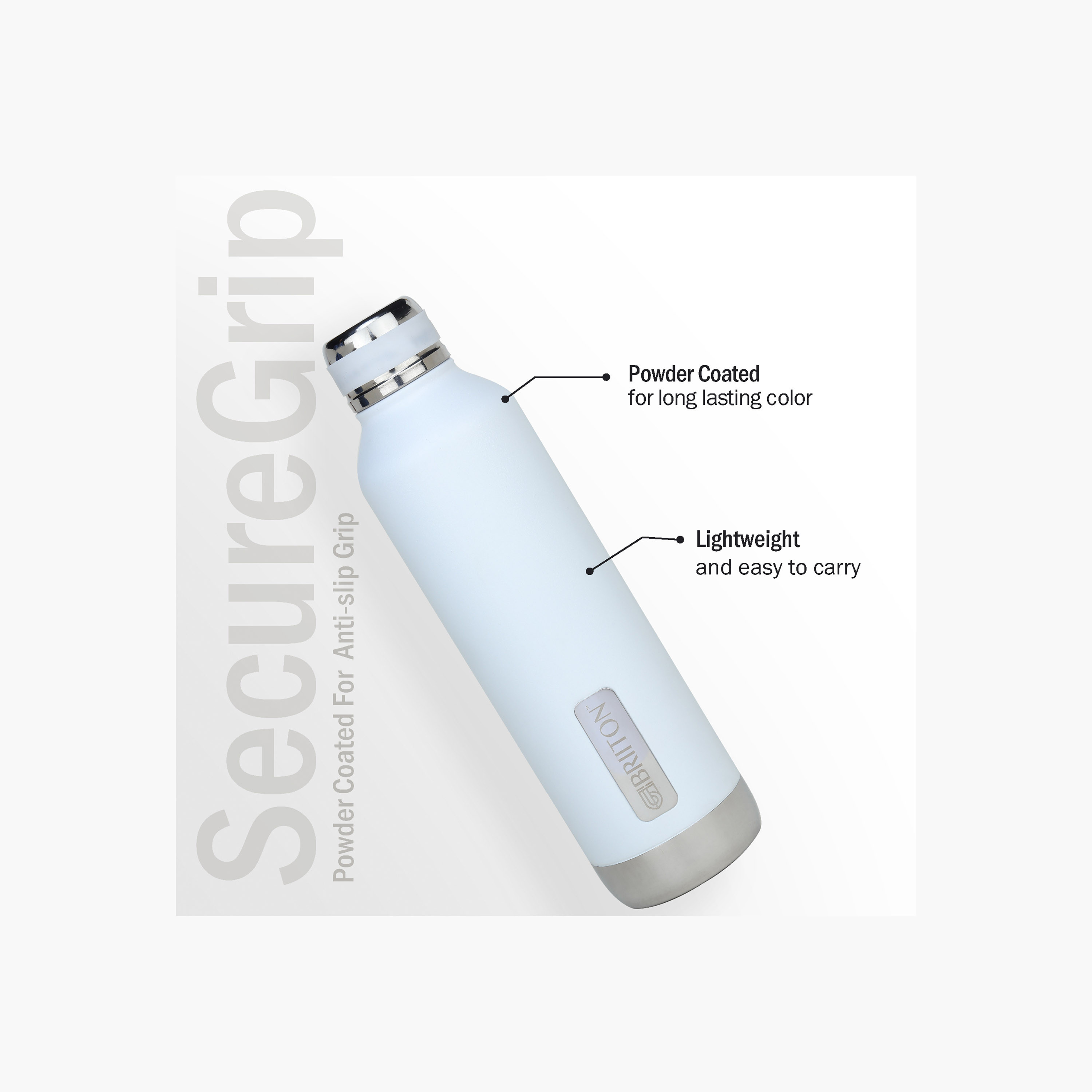 قارورة مياه معزولة ستانلس ستيل بجدار مزدوج من بريتون - 1 لتر-household-dining-drinkserveware-bottles-image-2