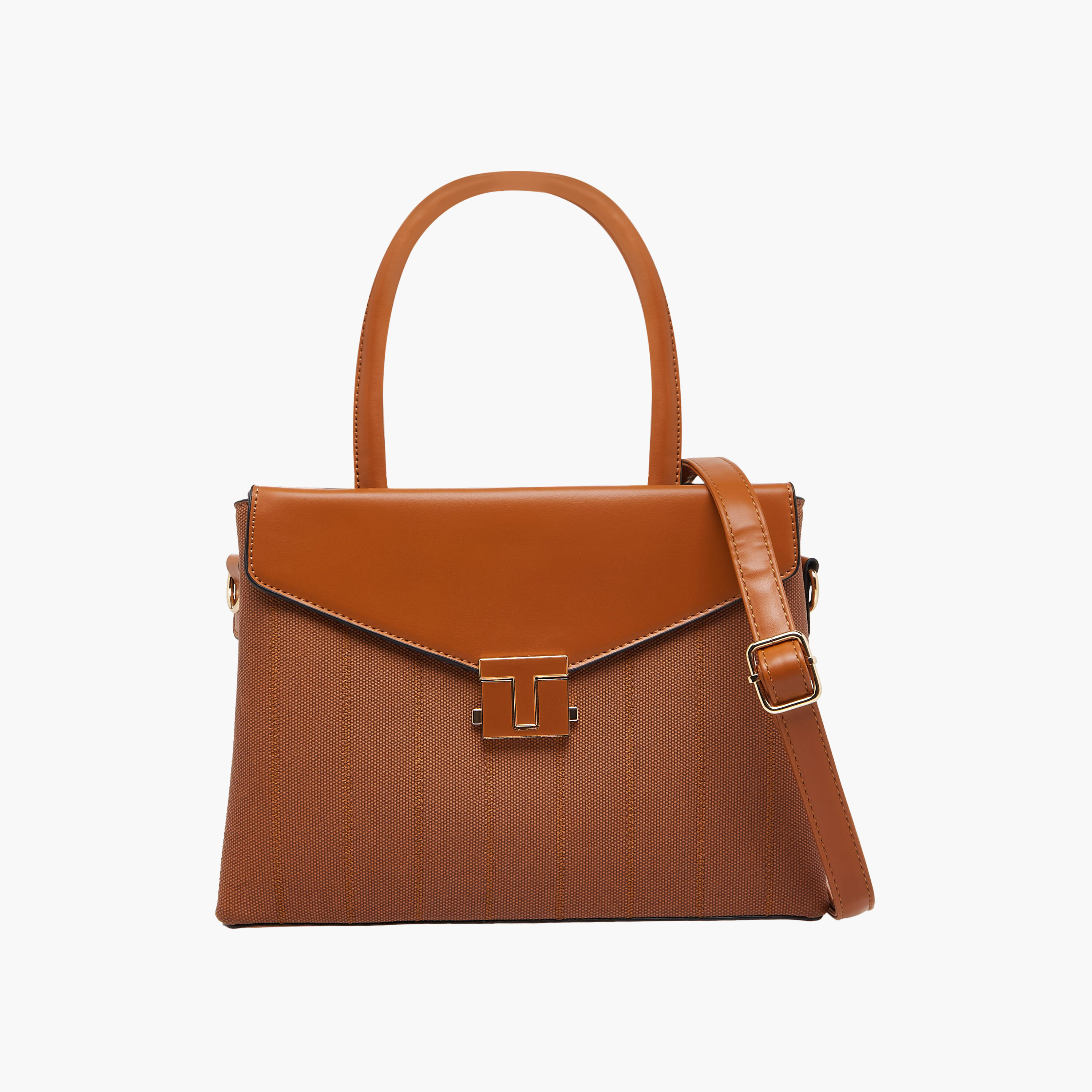 Adore Textured Satchel Bag with Double Handle-women-bagsandwallets-handbags-image-1