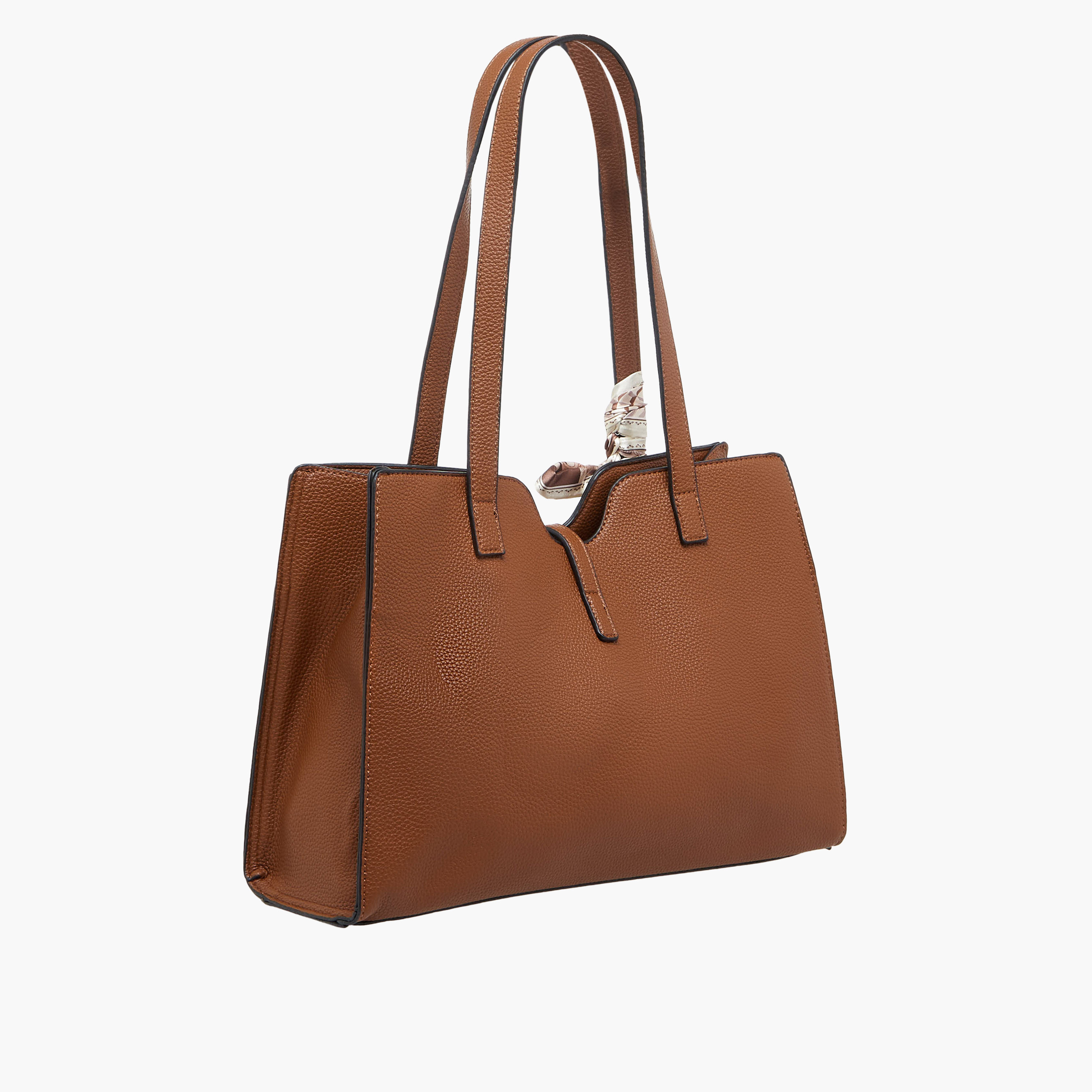 Sasha Tom Textured Tote Bag with Scarf Detail-women-bagsandwallets-handbags-image-4