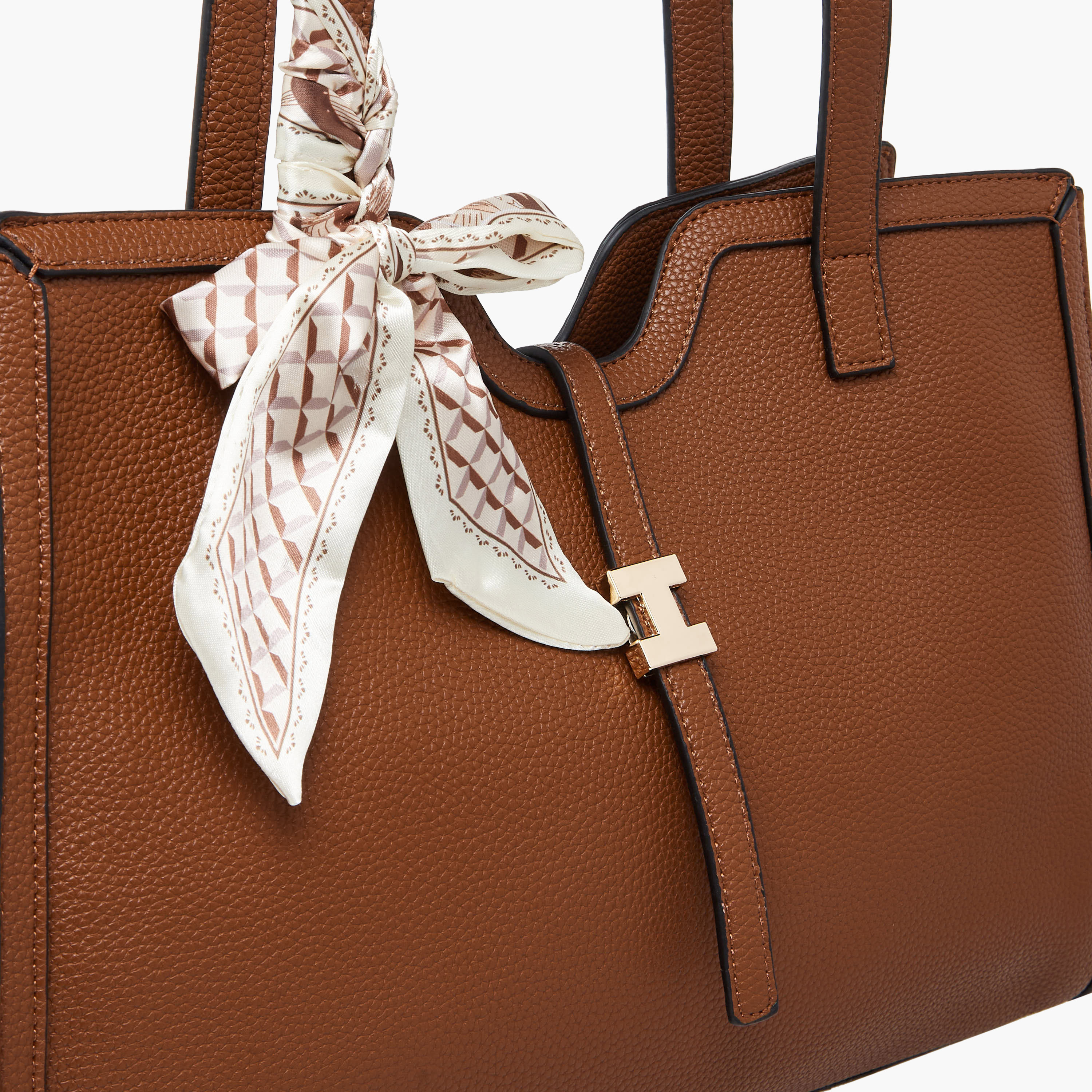 Sasha Tom Textured Tote Bag with Scarf Detail-women-bagsandwallets-handbags-image-5
