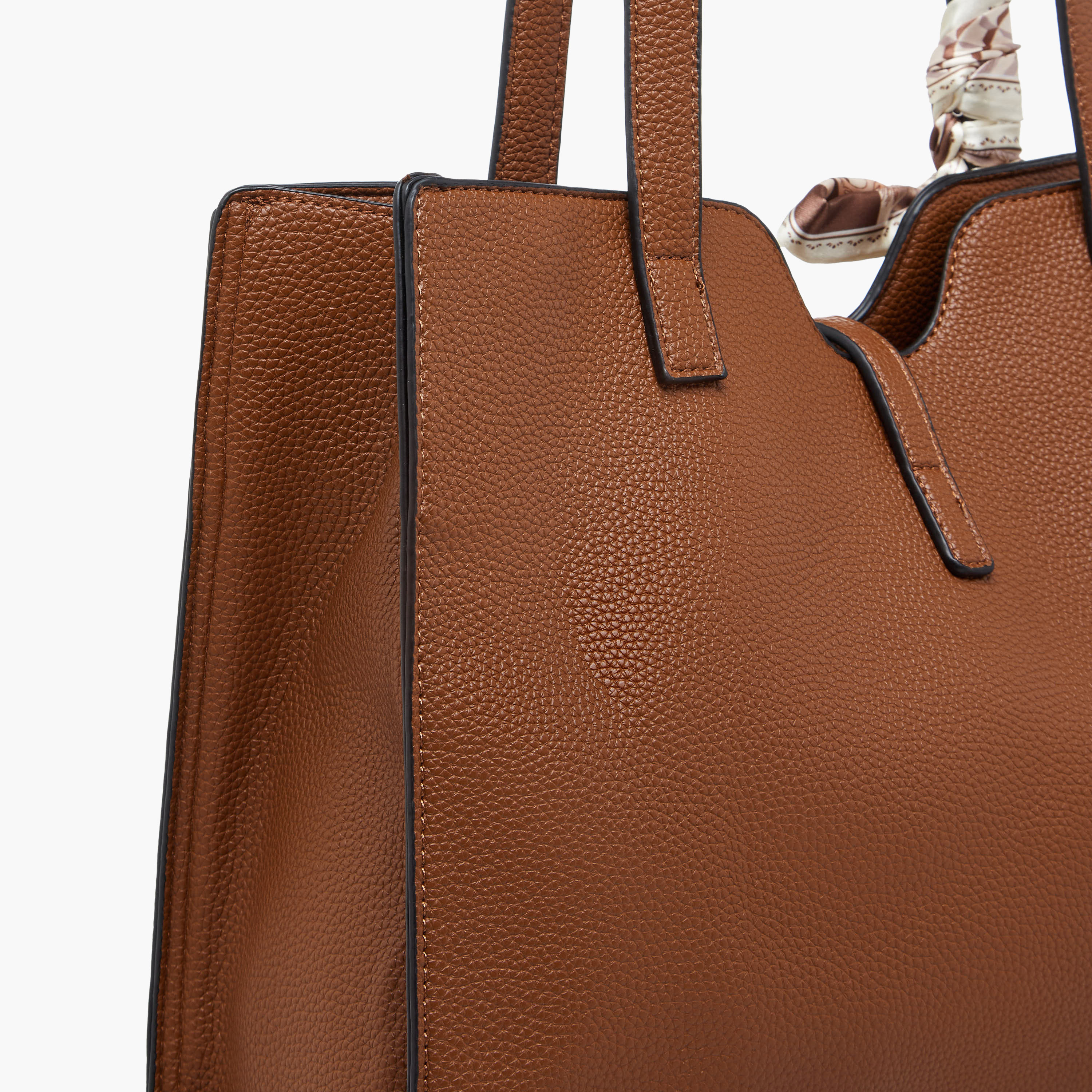 Sasha Tom Textured Tote Bag with Scarf Detail-women-bagsandwallets-handbags-image-6