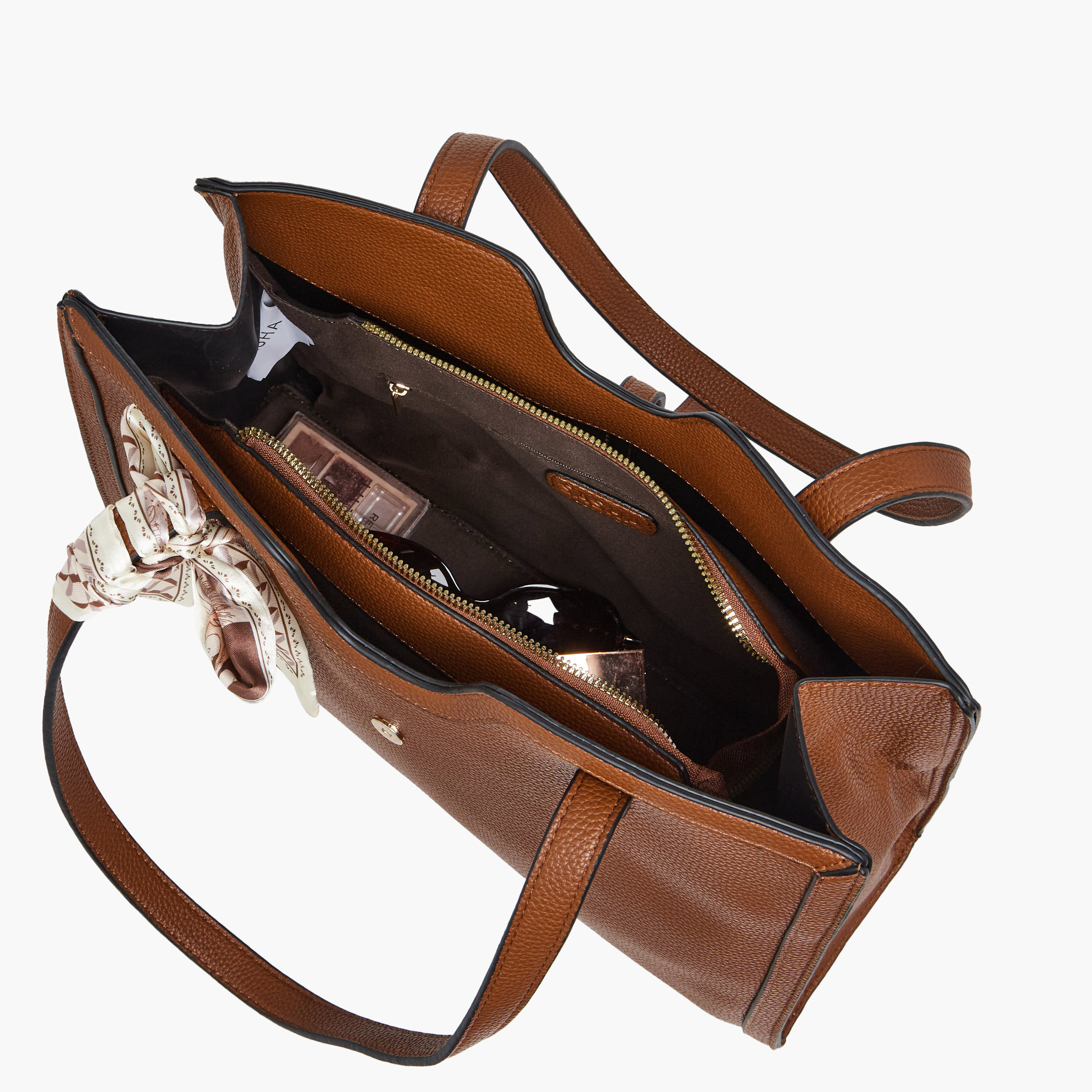 Sasha Tom Textured Tote Bag with Scarf Detail-women-bagsandwallets-handbags-image-8