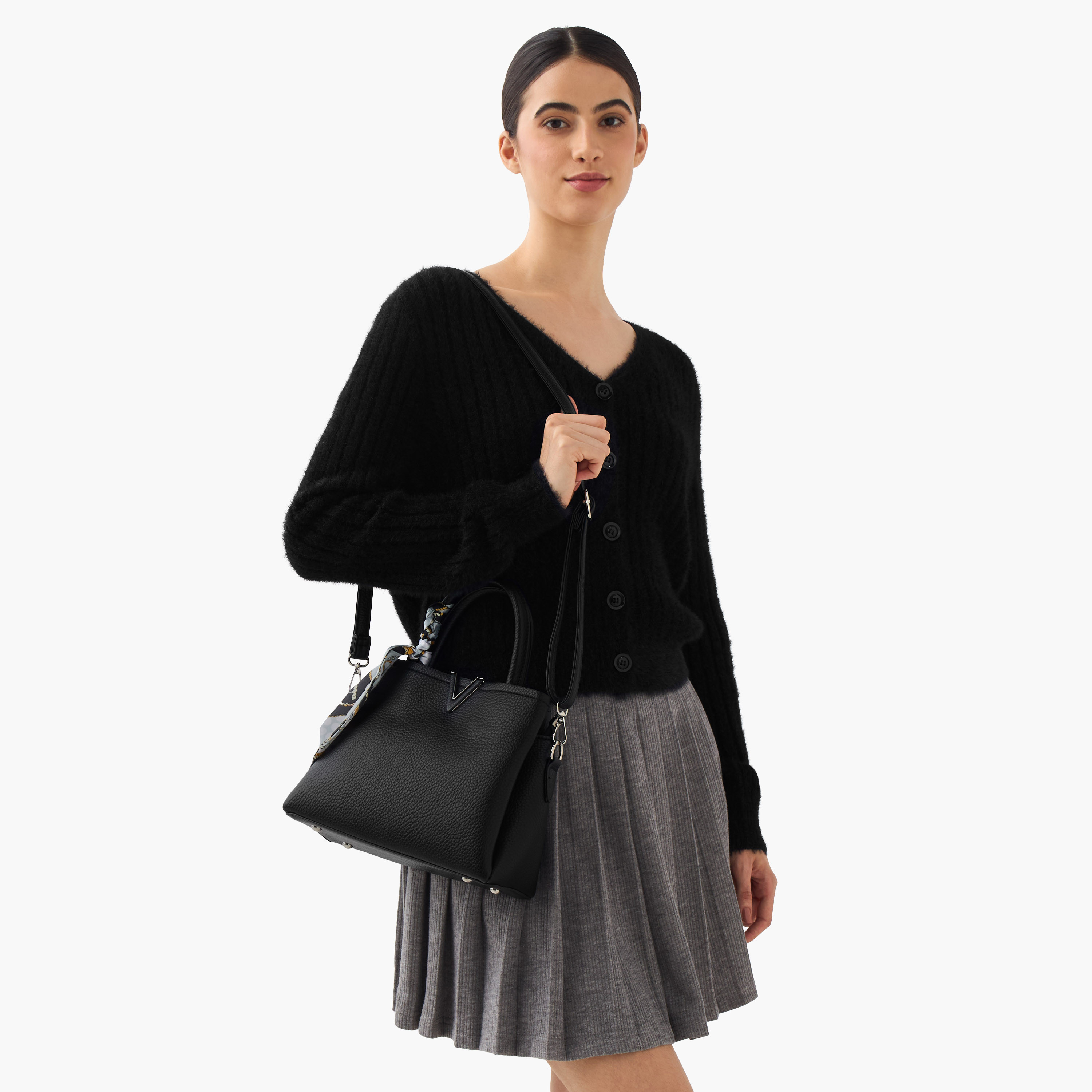 Sasha Tom Textured Tote Bag with Scarf Detail-women-bagsandwallets-handbags-image-2