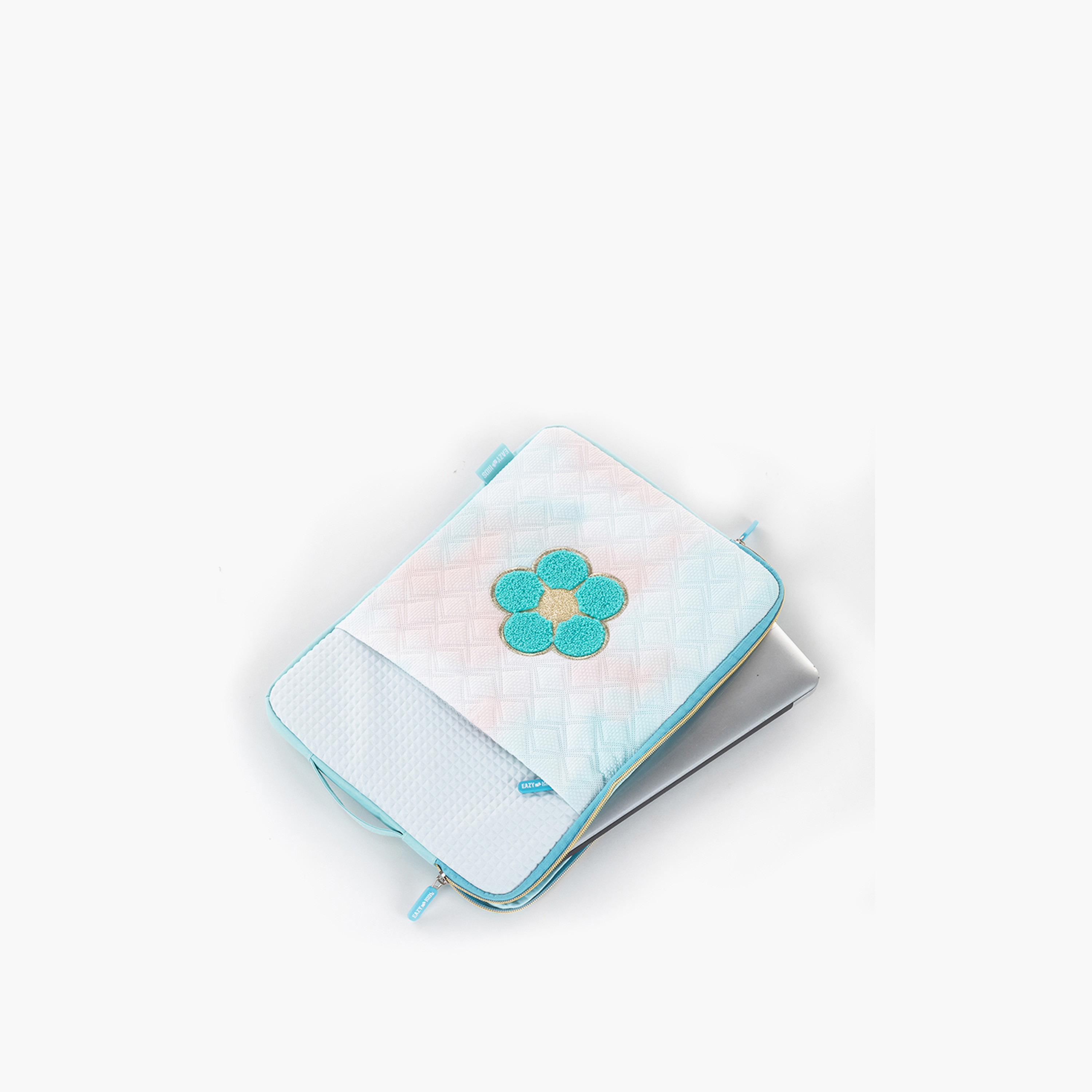 Eazy Kids Flower Accent Zipper iPad Sleeve with Handle-school-stationery-accessories-image-2