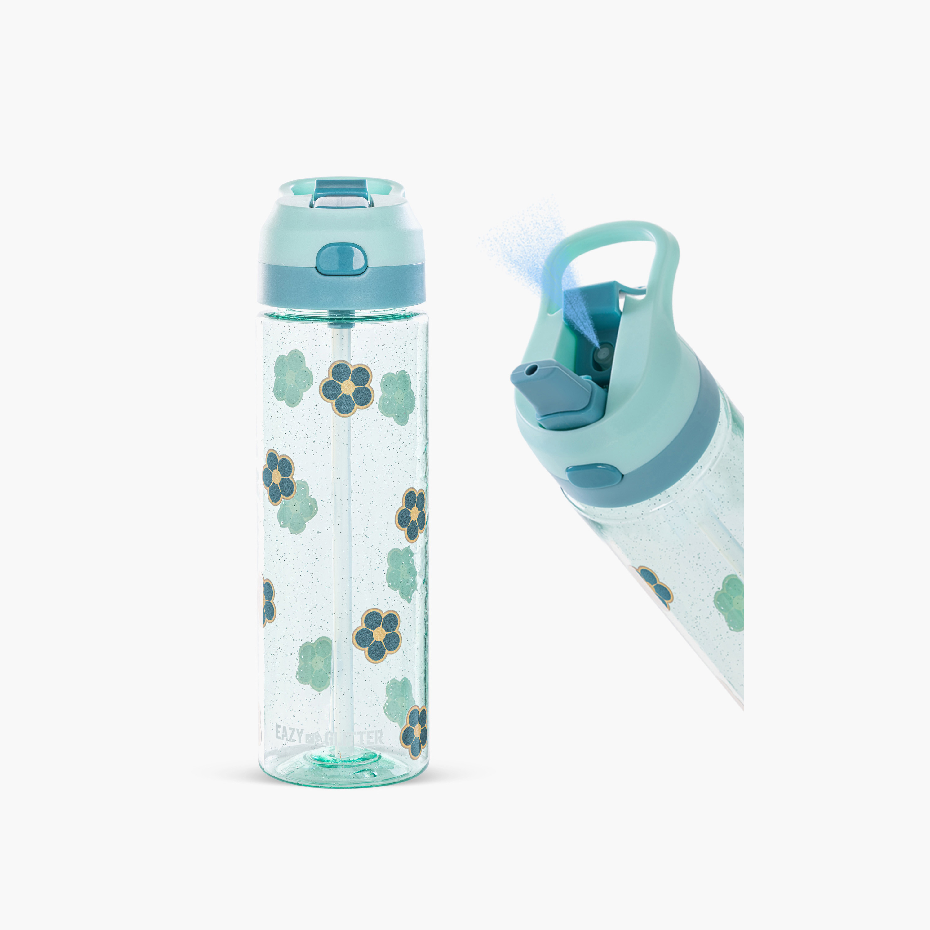 قارورة مياه ترايتان بطبعات زهور مع فوهة قابلة للطي ورذاذ من إيزي كيدز - 750 مل-school-waterbottles-image-1