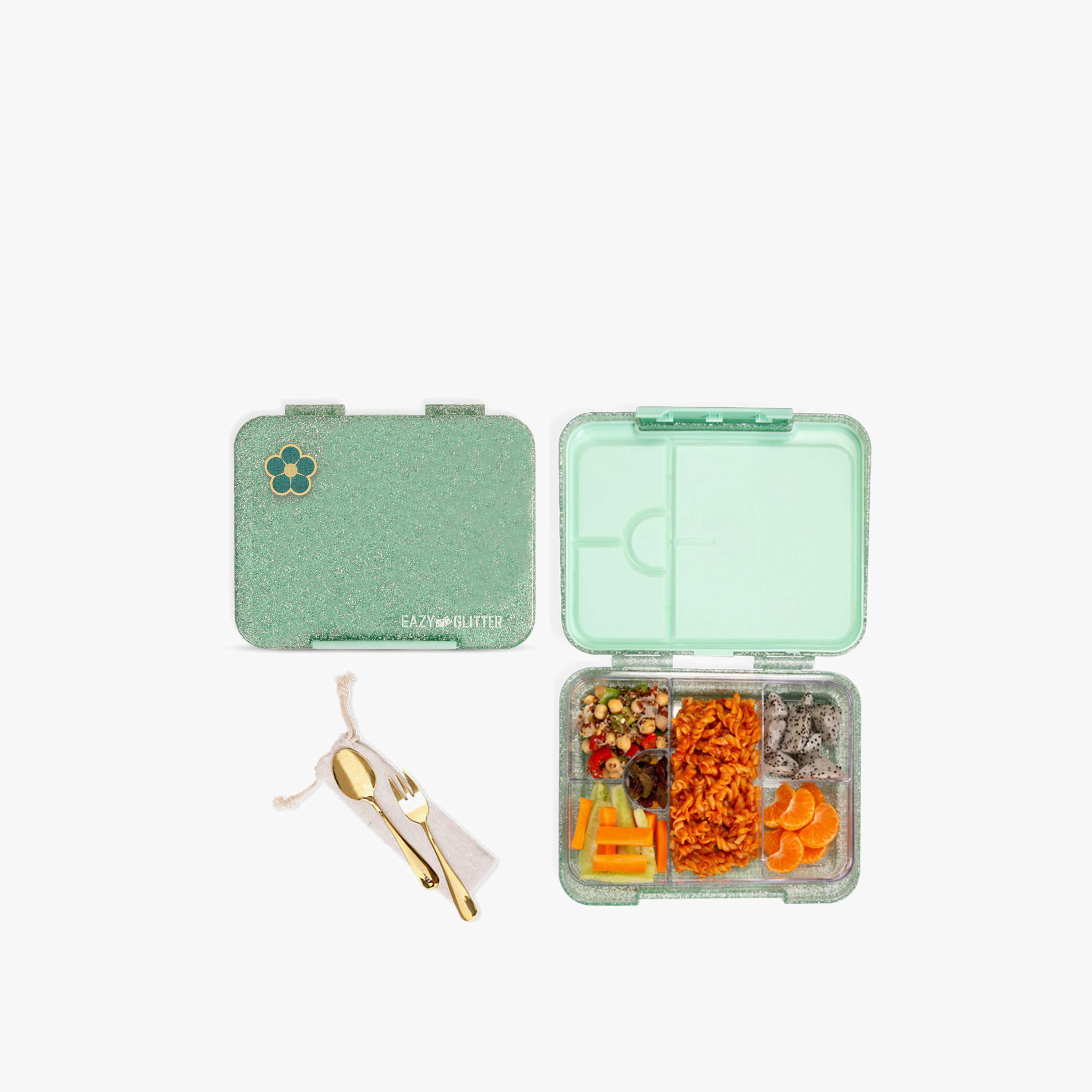 Eazy Kids Glitter Print Bento Lunch Box for Kids with Convertible Compartments - 1 L-school-lunchessentials-lunchboxes-image-1