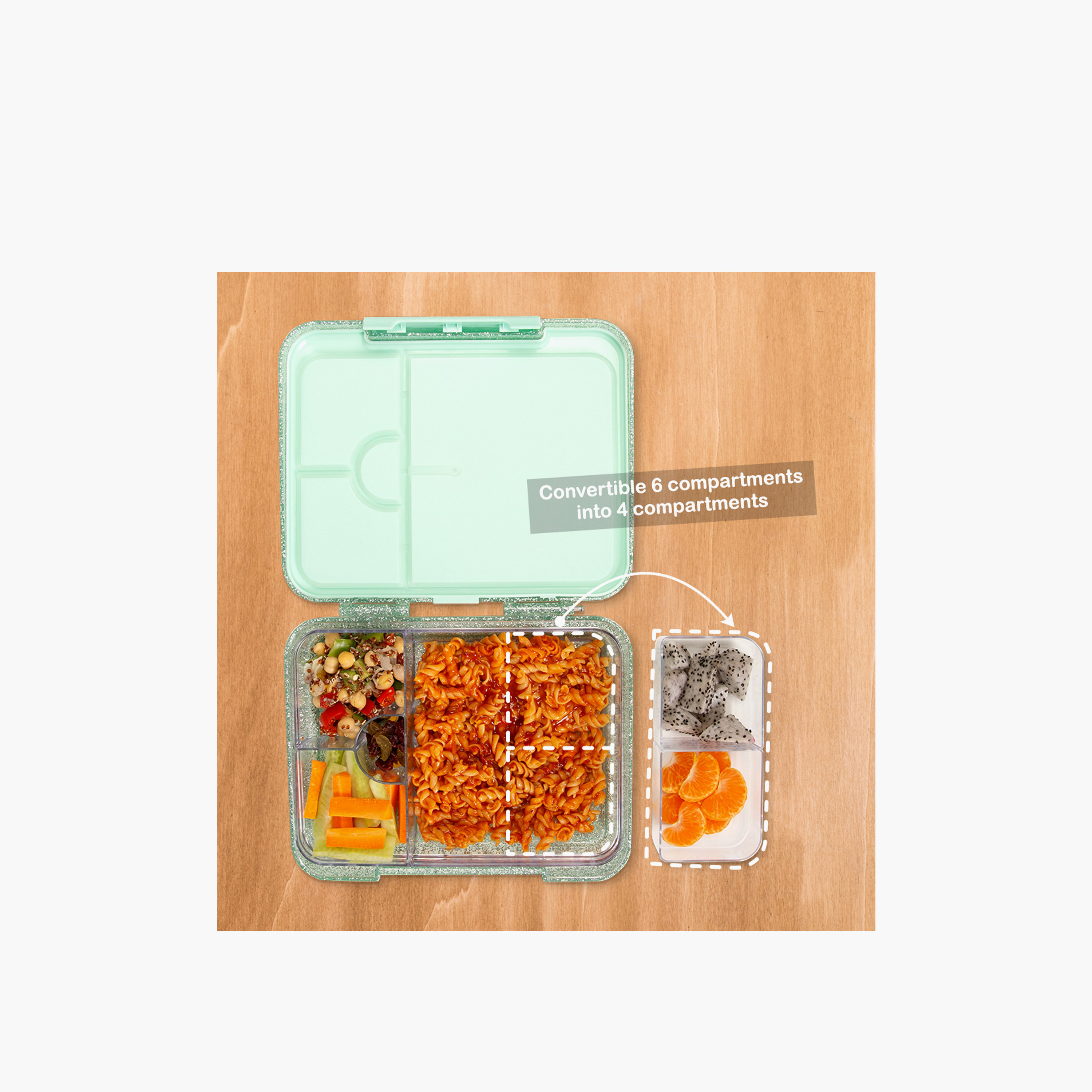 Eazy Kids Glitter Print Bento Lunch Box for Kids with Convertible Compartments - 1 L-school-lunchessentials-lunchboxes-image-3