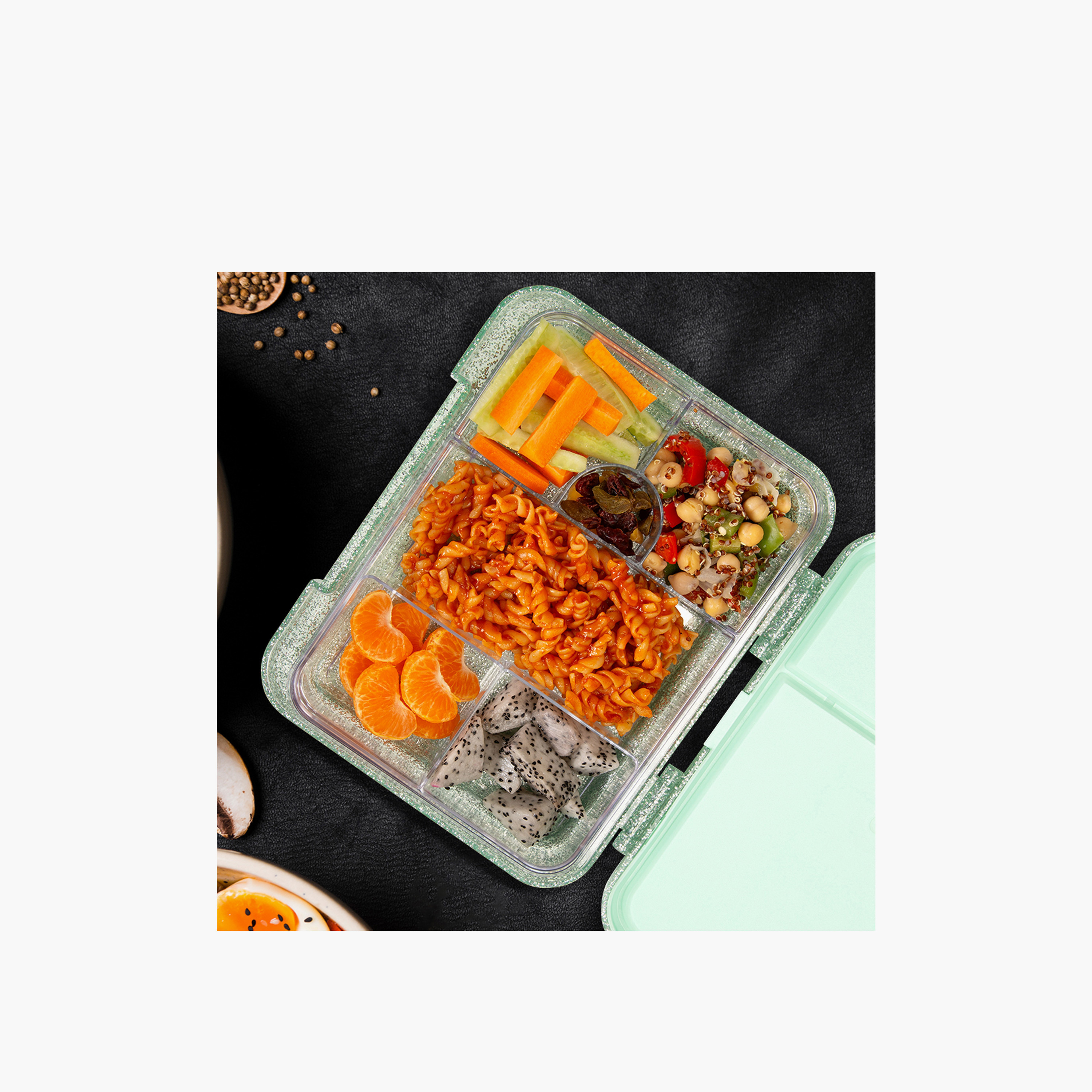 Eazy Kids Glitter Print Bento Lunch Box for Kids with Convertible Compartments - 1 L-school-lunchessentials-lunchboxes-image-4