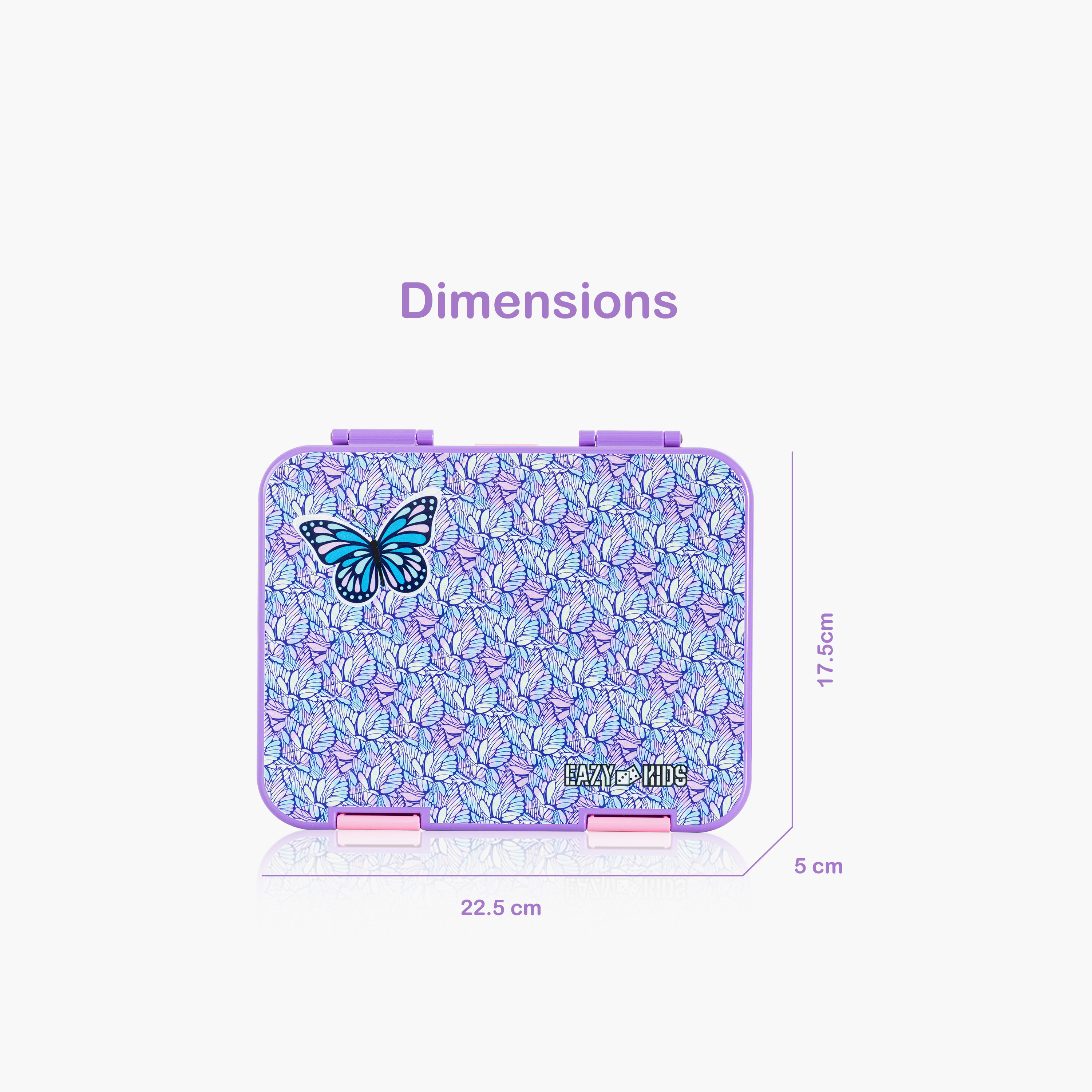 Eazy Kids Butterfly Print Bento Lunch Box for Kids with Convertible Compartments-school-lunchessentials-lunchboxes-image-2