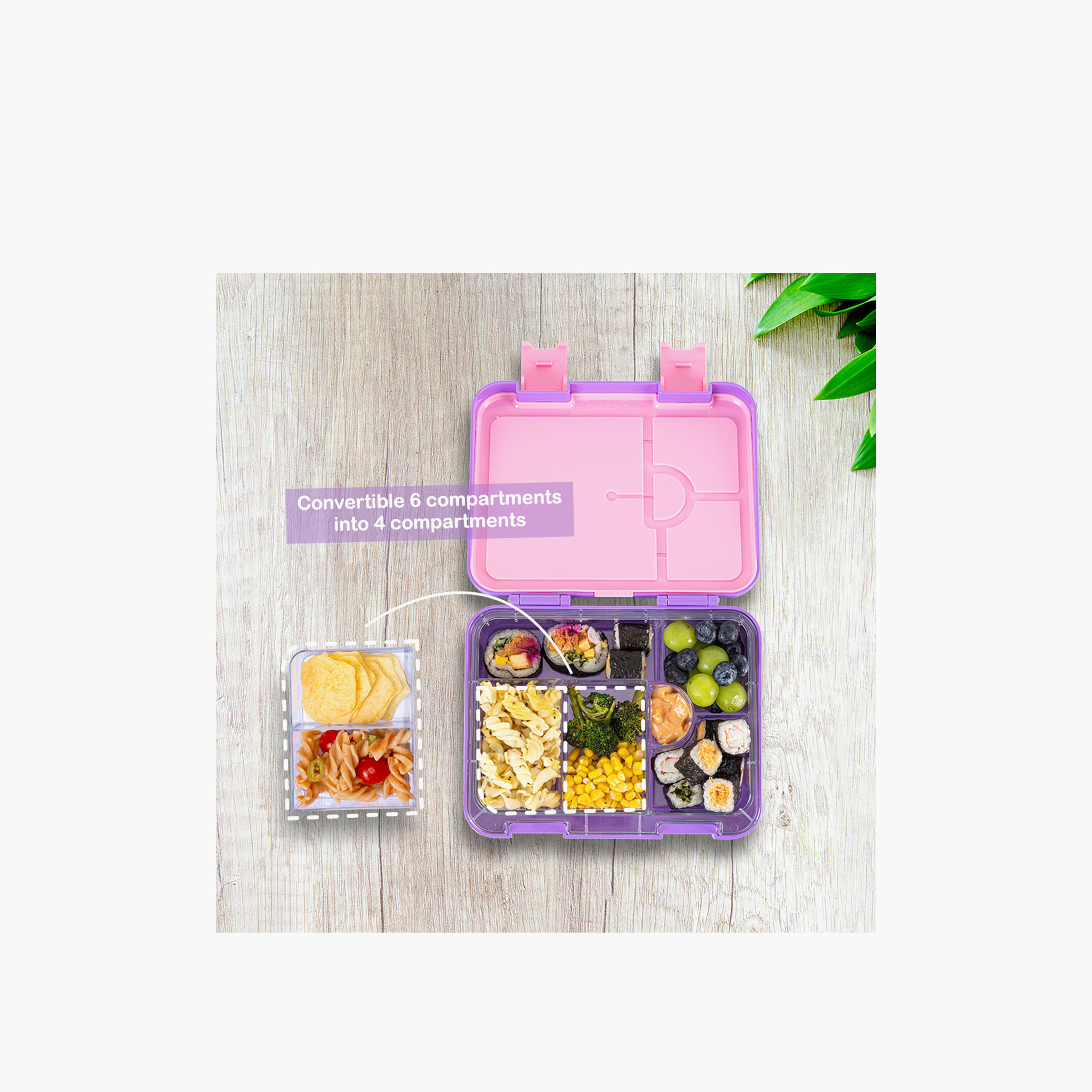 Eazy Kids Butterfly Print Bento Lunch Box for Kids with Convertible Compartments-school-lunchessentials-lunchboxes-image-4