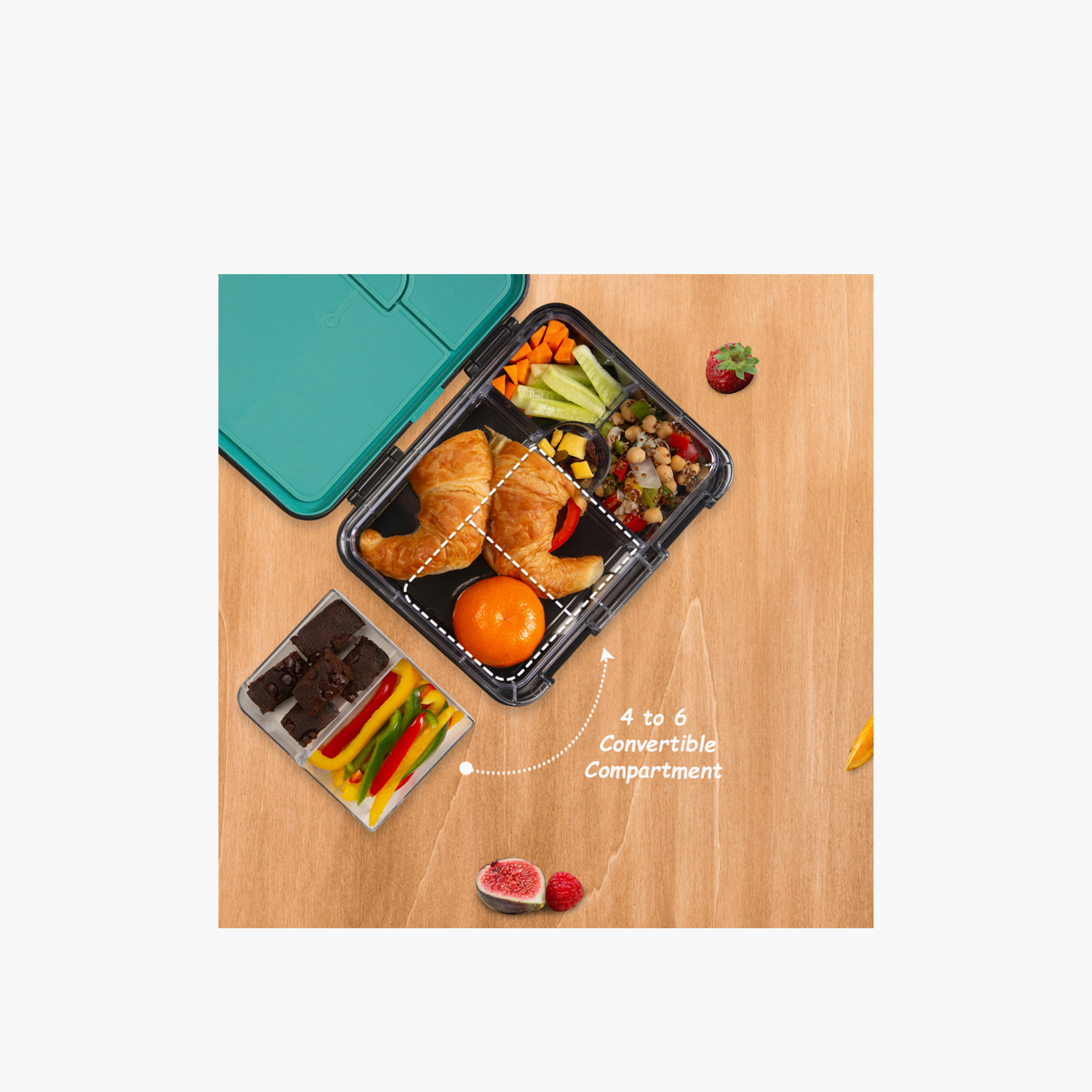 Eazy Kids Printed Bento Lunch Box for Kids with Convertible Compartment - 1 L-school-lunchessentials-lunchboxes-image-6