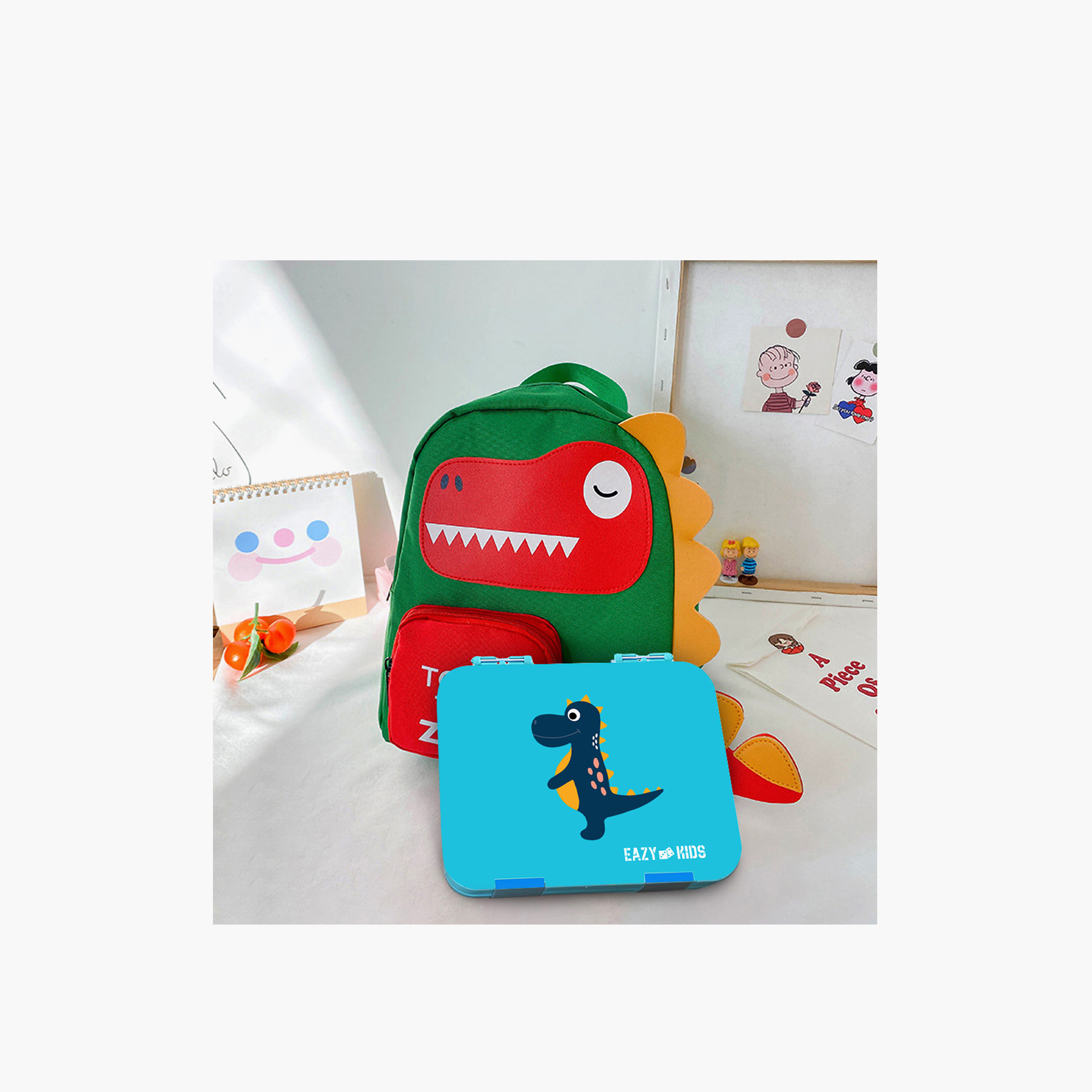 Eazy Kids Dino 4-Compartment Bento Box for Kids-school-lunchessentials-lunchboxes-image-8