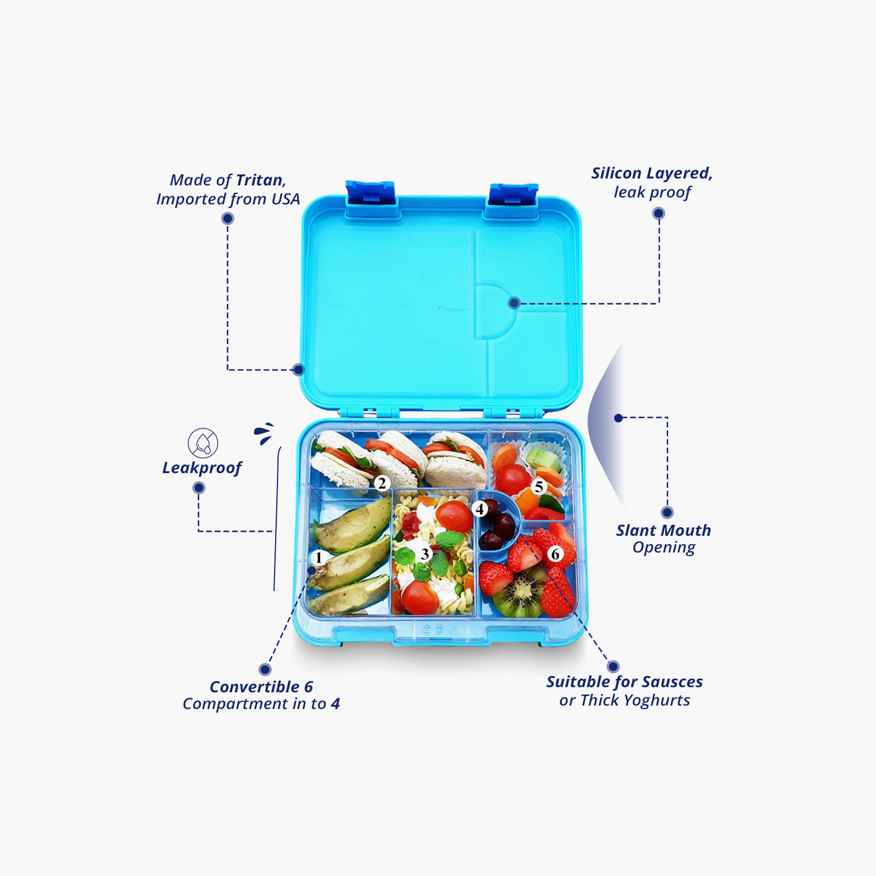 Eazy Kids Shark Convertible Bento Box for Kids with Sandwich Cutter-school-lunchessentials-lunchboxes-image-5