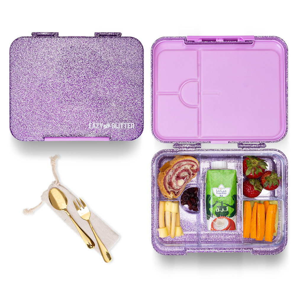 Eazy Kids Glitter Convertible Bento Lunch Box for Kids with 6 Compartments-school-lunchessentials-lunchboxes-image-1