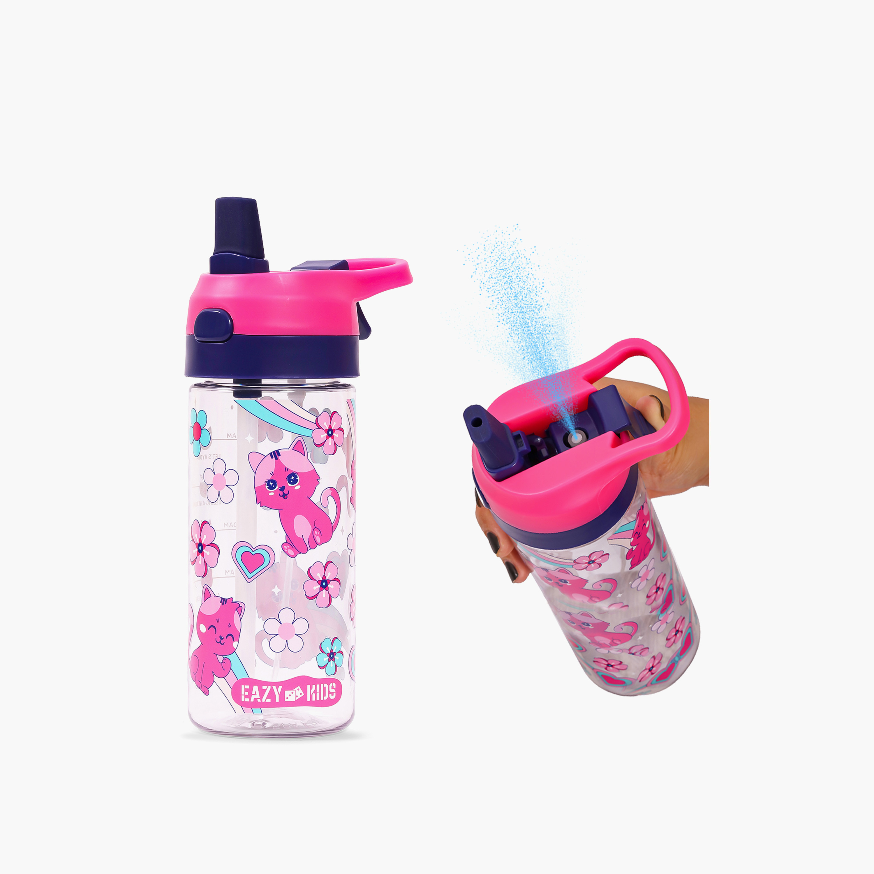 قارورة مياه تريتان بطبعات قطط مع بخّاخ من إيزي كيدز - 420 مل-school-waterbottles-image-1