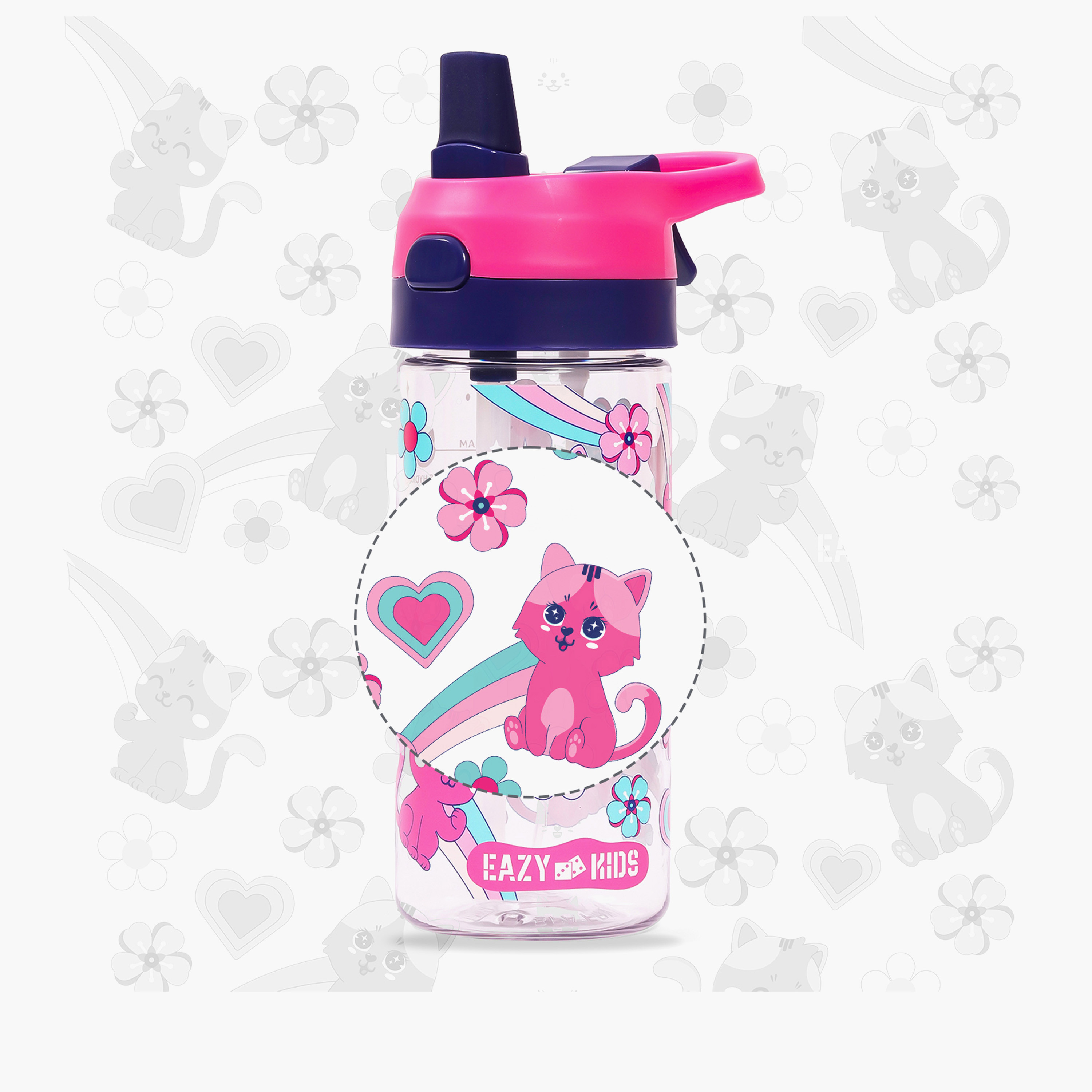 Eazy Kids Cat Tritan Water Bottle with Spray - 420 ml-school-waterbottles-image-13
