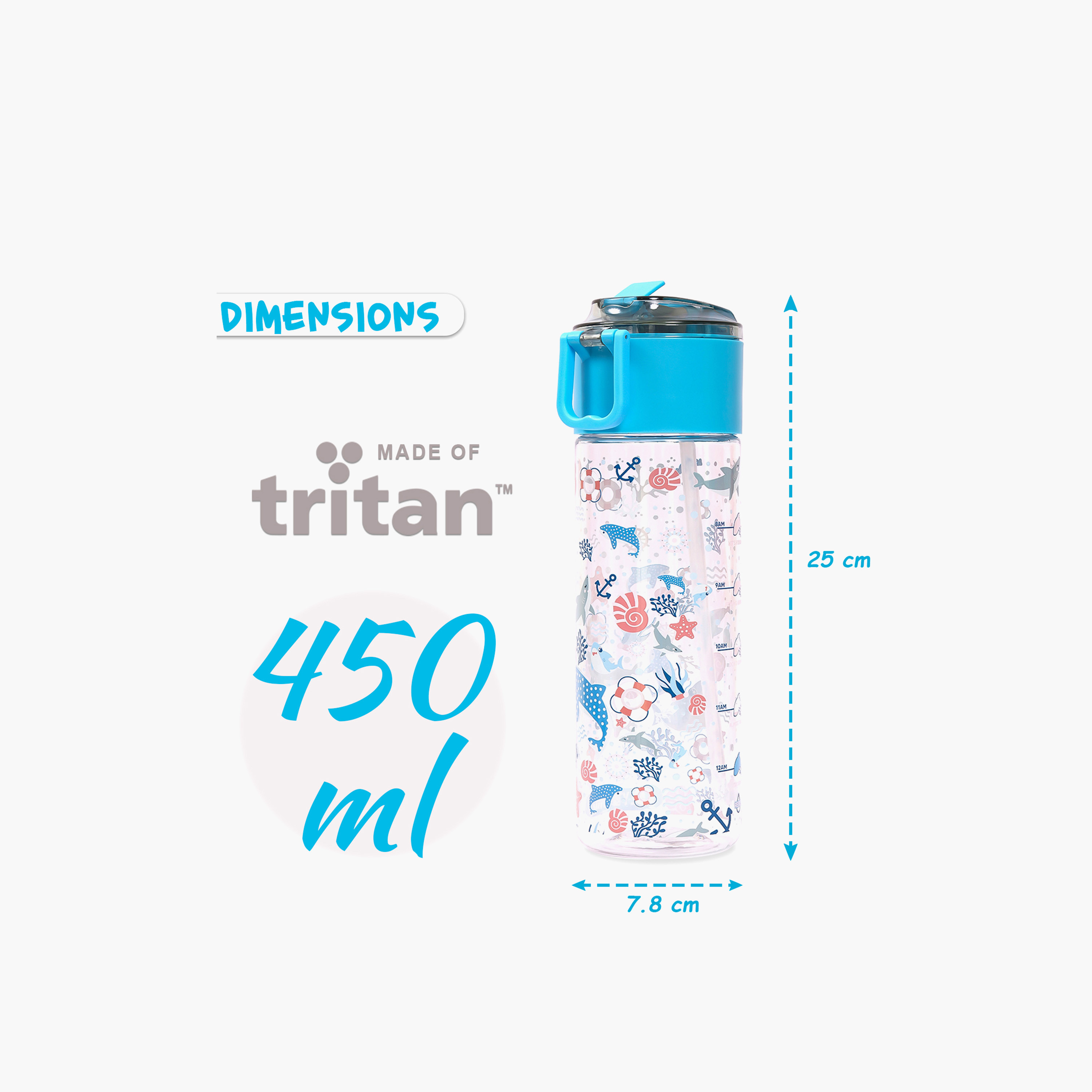 Eazy Kids Shark Tritan Water Bottle - 450 ml-school-waterbottles-image-4
