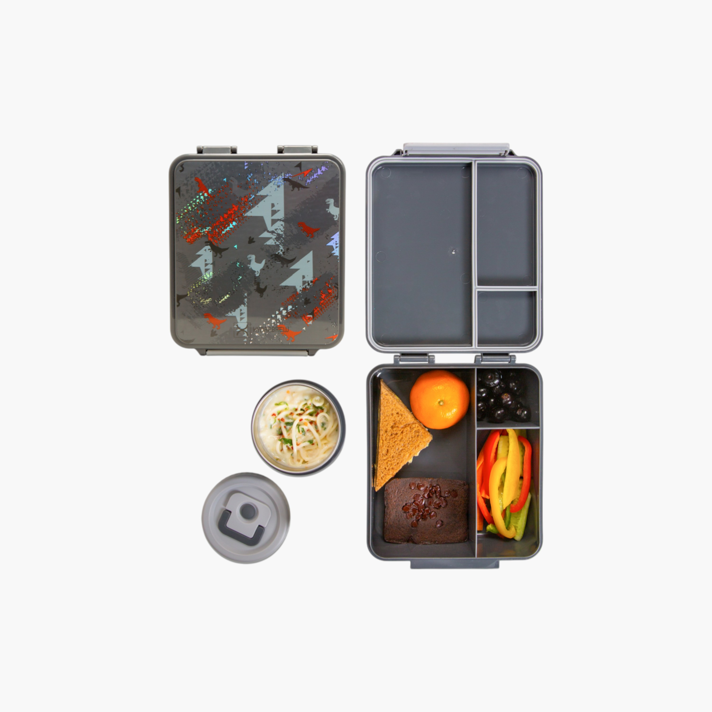 صندوق غداء بينتو بطبعات ديناصور مع جرة طعام فولاذ من هايدروبرو-school-lunchessentials-lunchboxes-image-4