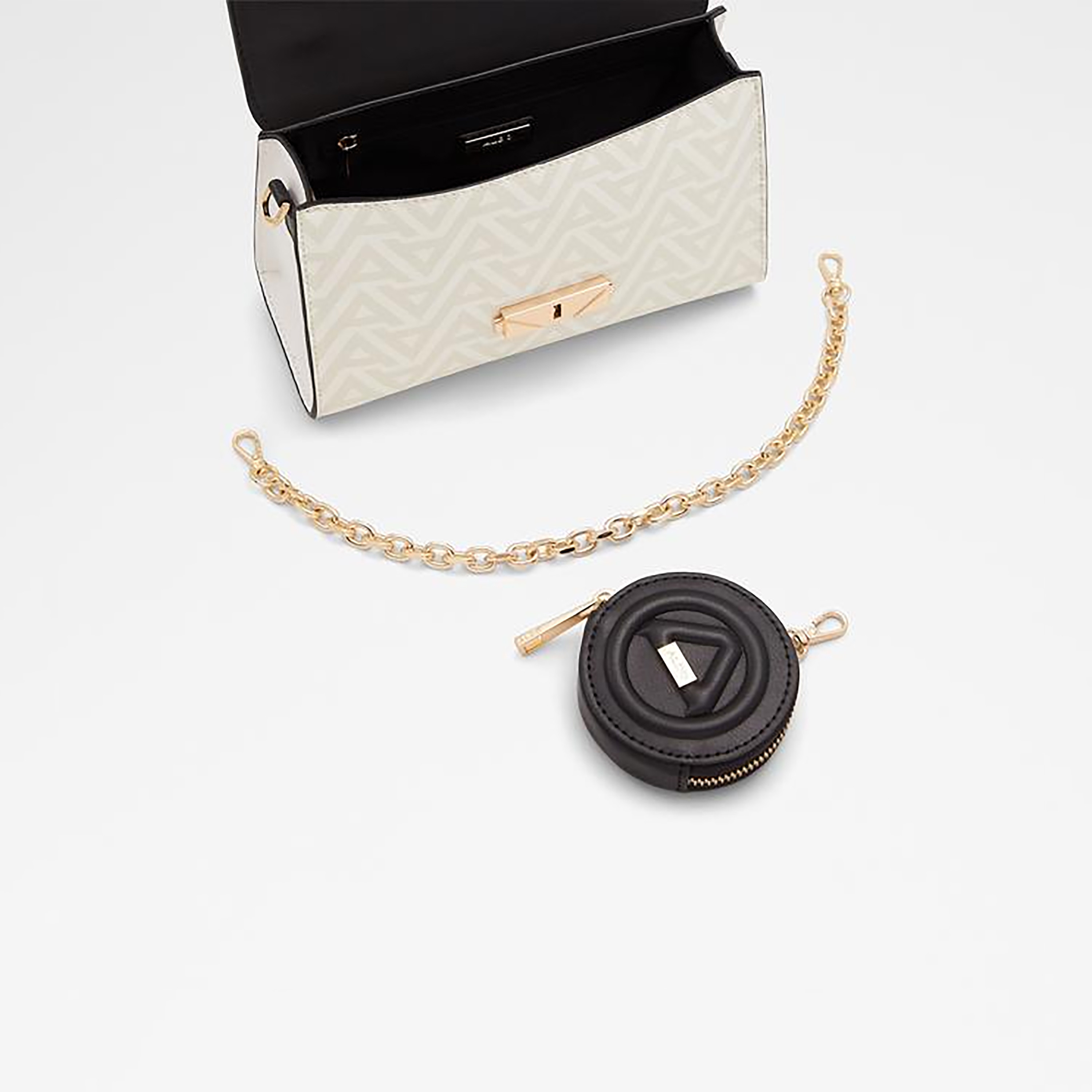 Aldo Youra Monogram Top Handle Mini Satchel Bag & Pouch with Flap Closure & Adjustable Strap-women-bagsandwallets-handbags-image-3