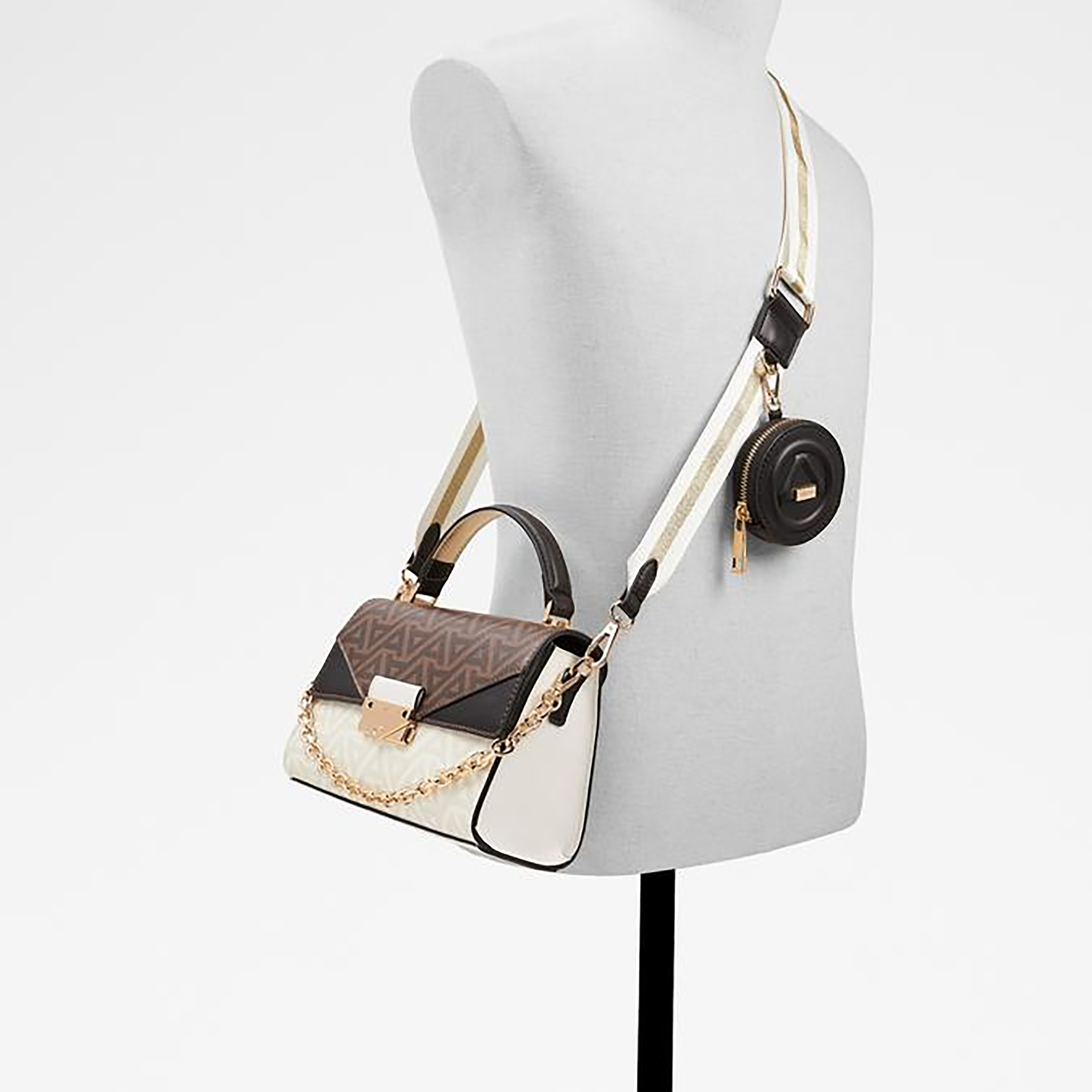 Aldo Youra Monogram Top Handle Mini Satchel Bag & Pouch with Flap Closure & Adjustable Strap-women-bagsandwallets-handbags-image-4
