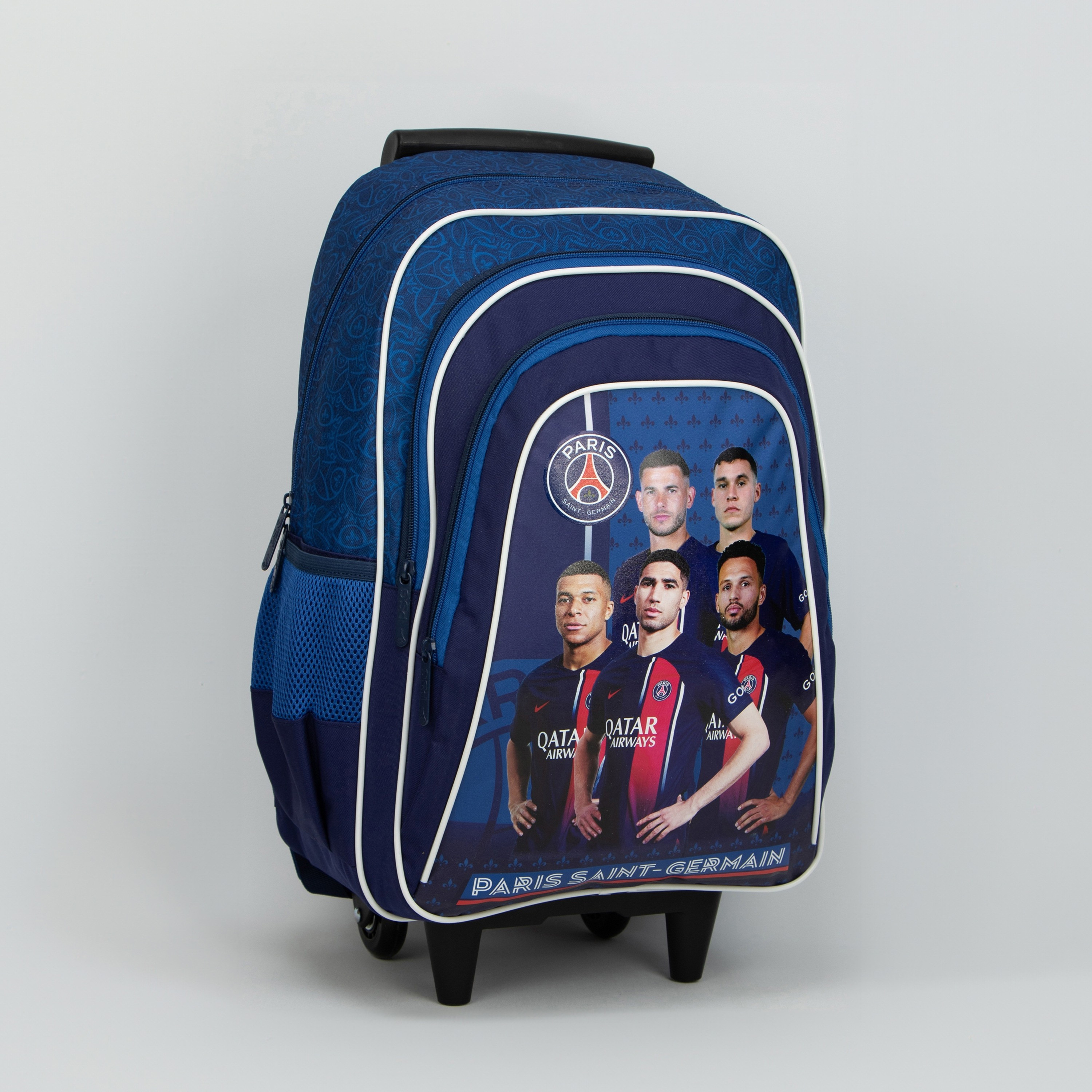 Paris Saint Football Players Print Trolley Backpack with Side Pockets - 18 Inches-school-bagsandbackpacks-trolleybags-image-2
