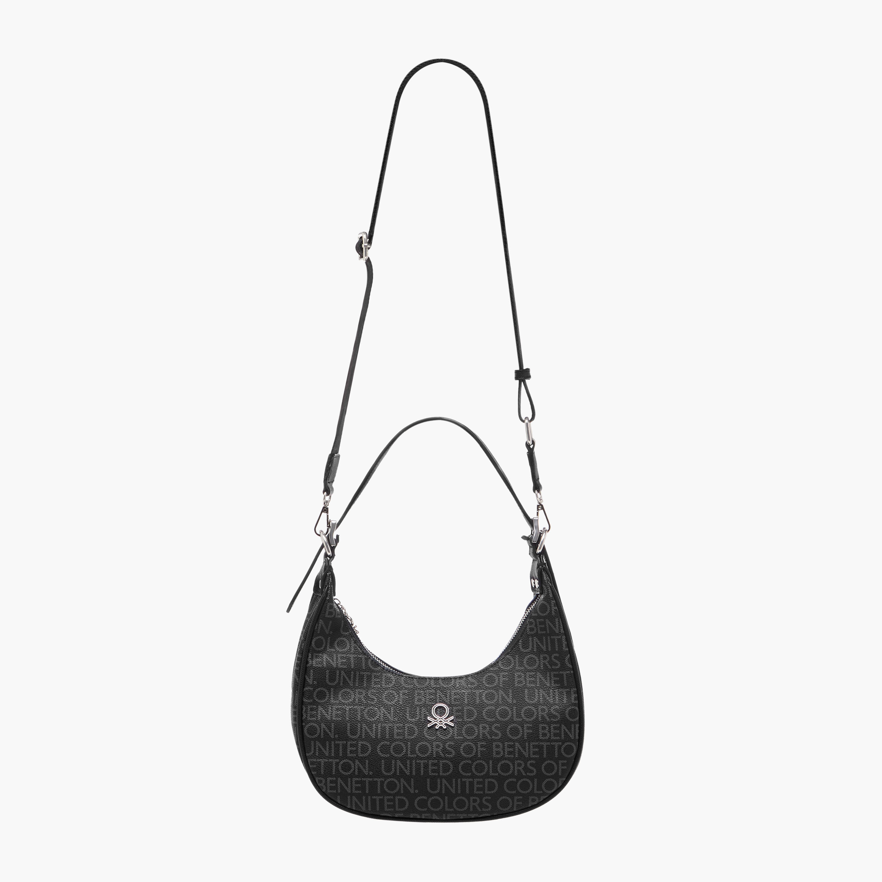 UCB Logo Print Baguette Bag with Zip Closure-women-bagsandwallets-handbags-image-3