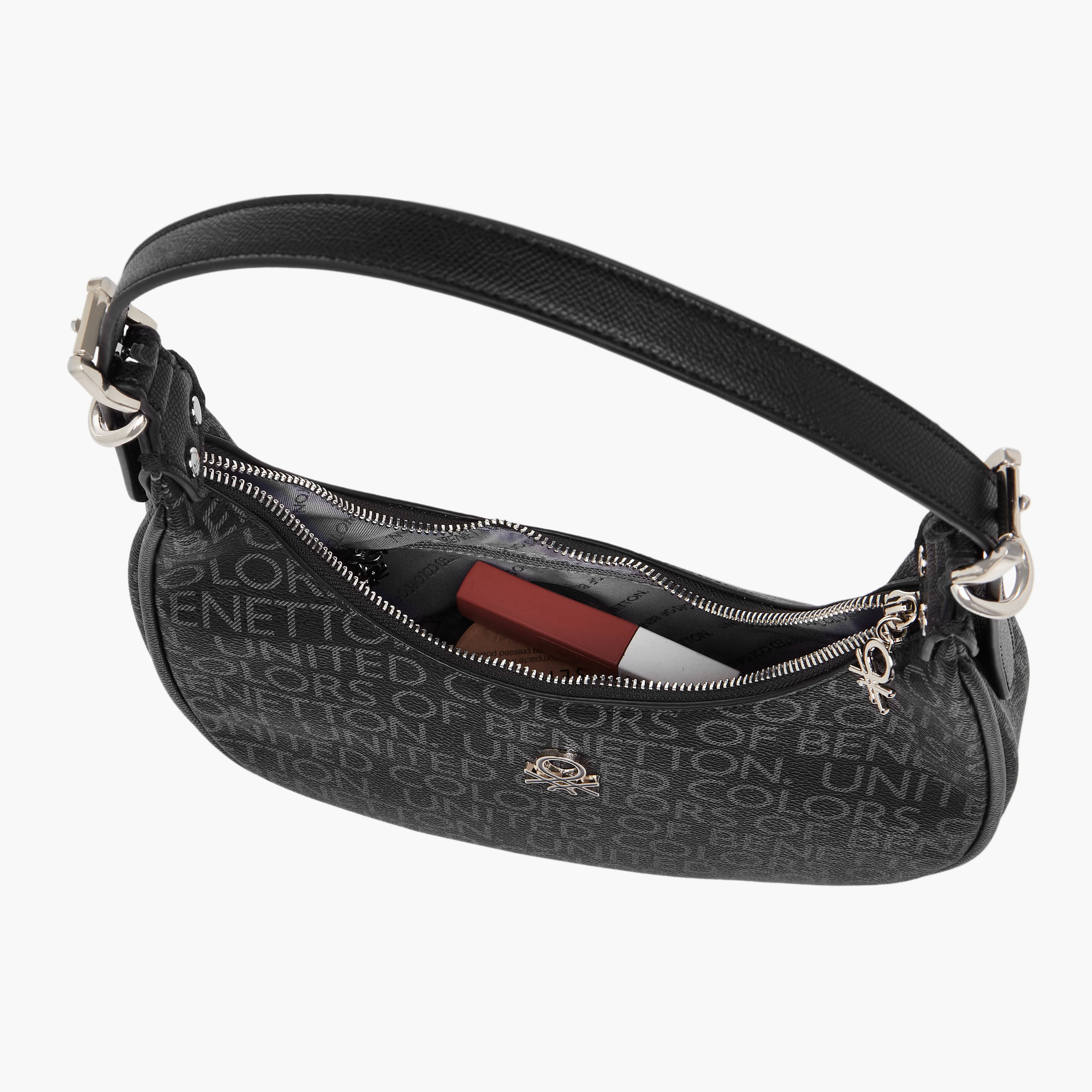 UCB Logo Print Baguette Bag with Zip Closure-women-bagsandwallets-handbags-image-9