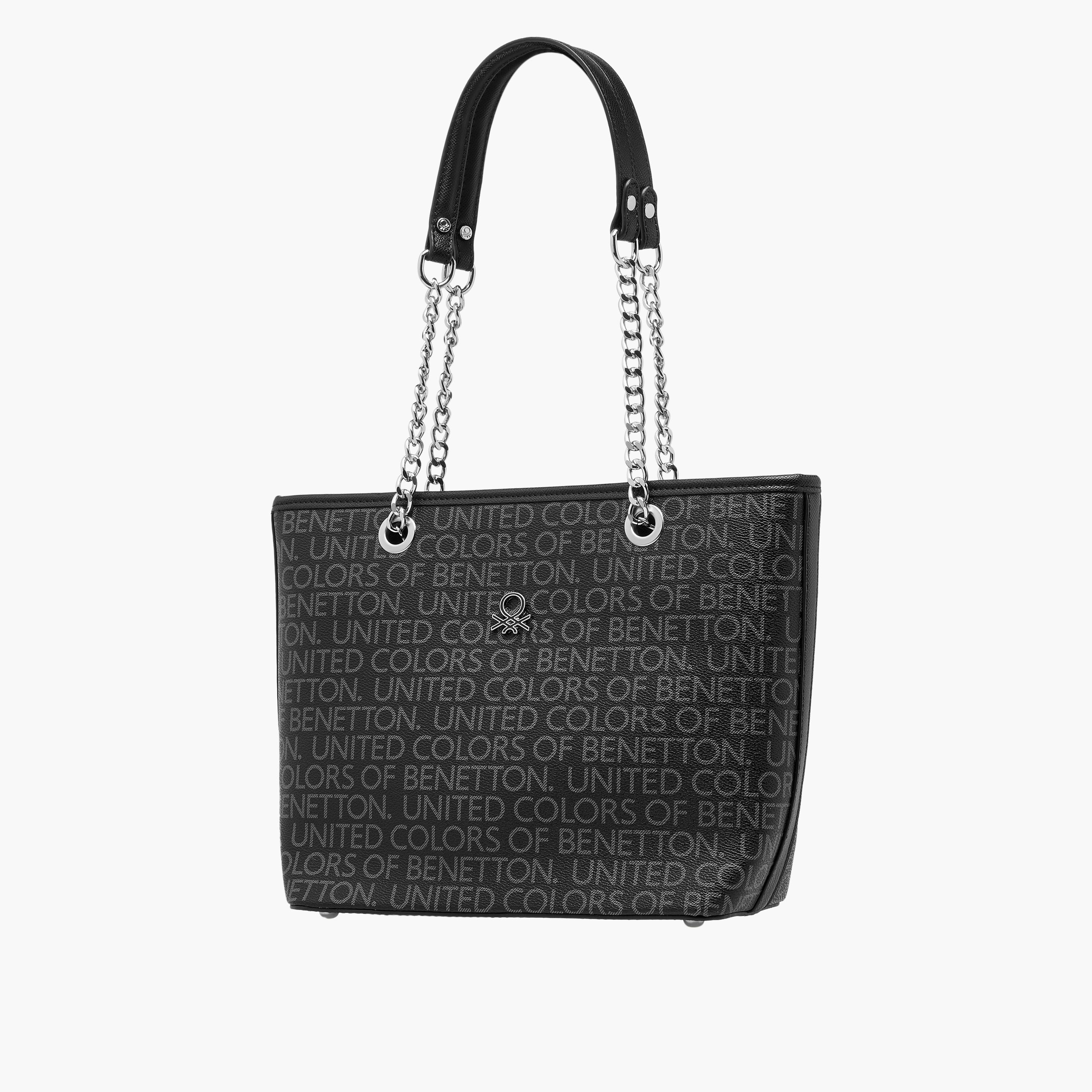 UCB Monogram Print Tote Bag with Chain Strap-women-bagsandwallets-handbags-image-3