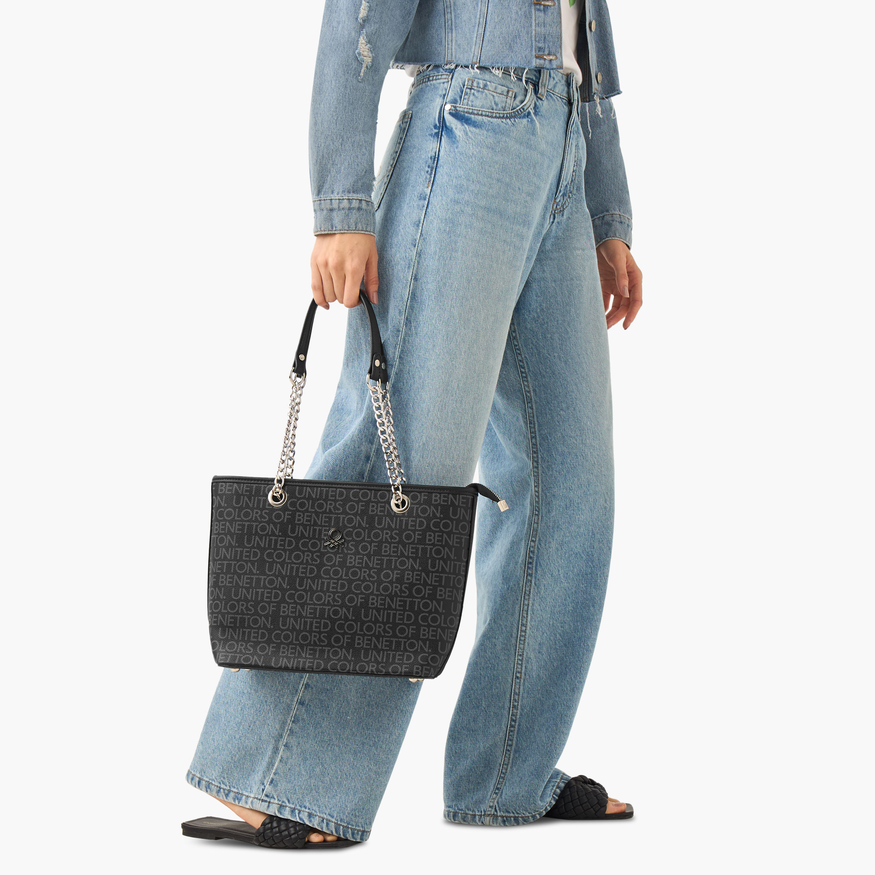 UCB Monogram Print Tote Bag with Chain Strap-women-bagsandwallets-handbags-image-8