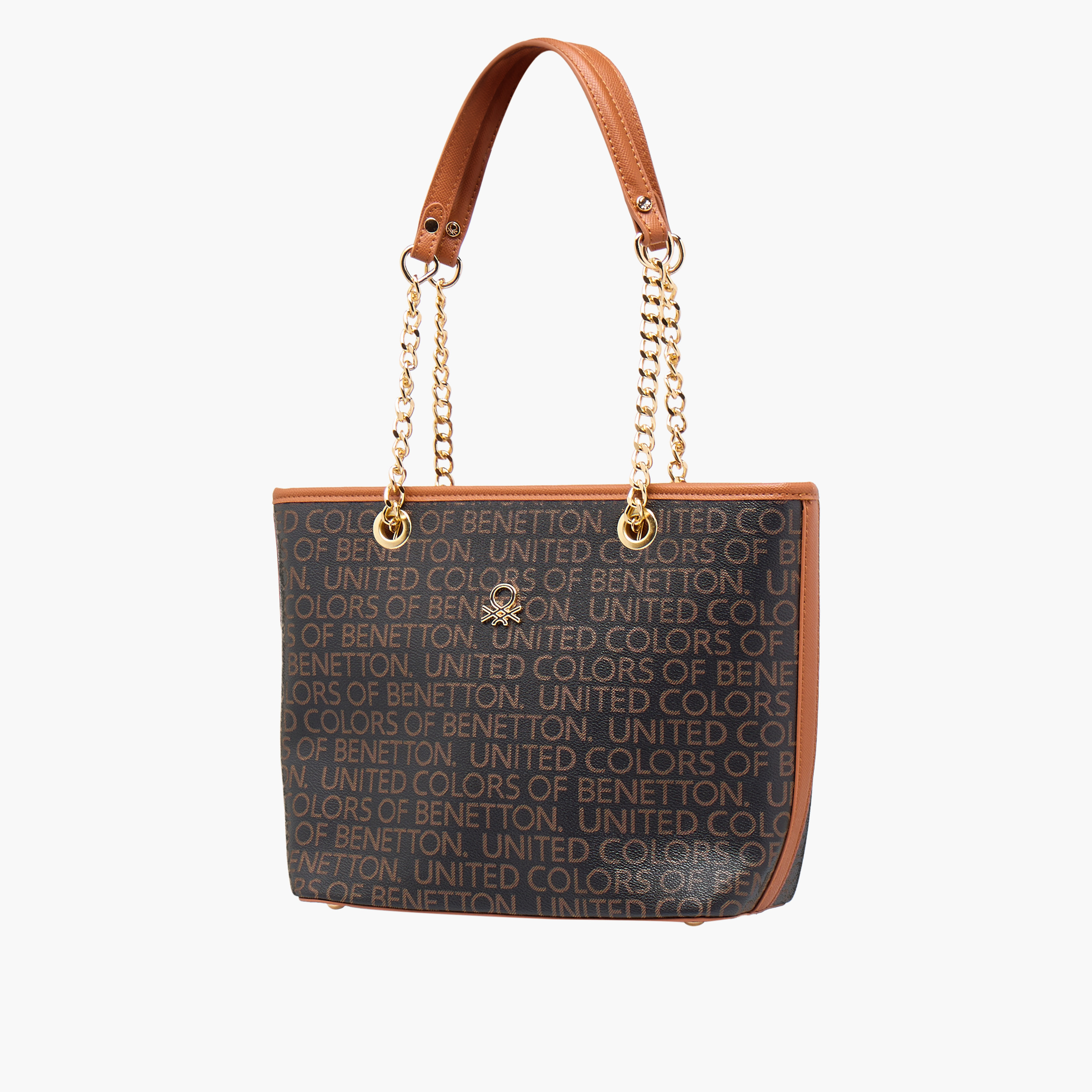 UCB Monogram Print Tote Bag with Double Handle-women-bagsandwallets-handbags-image-3