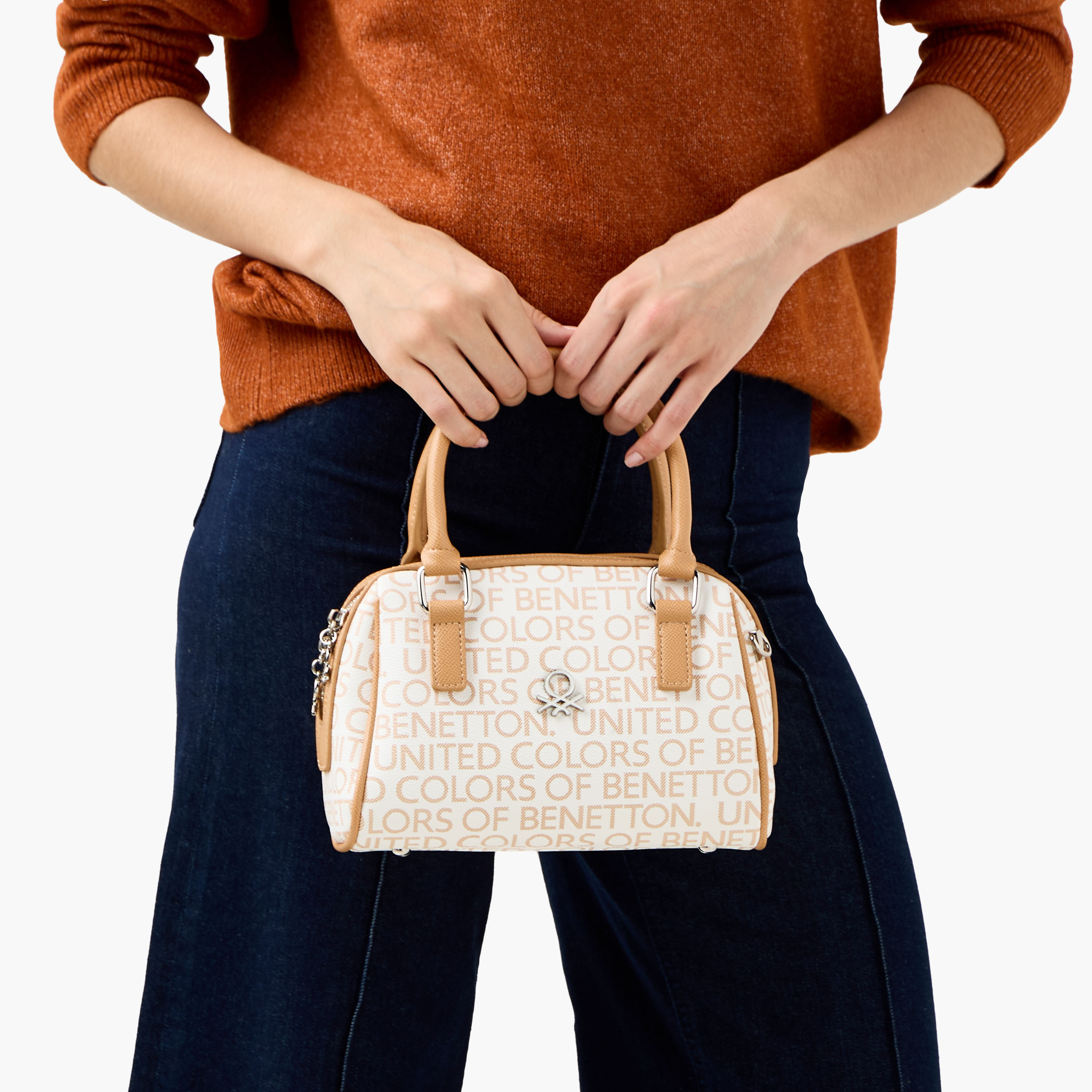 UCB Monogram Print Tote Bag with Detachable Strap-women-bagsandwallets-handbags-image-2