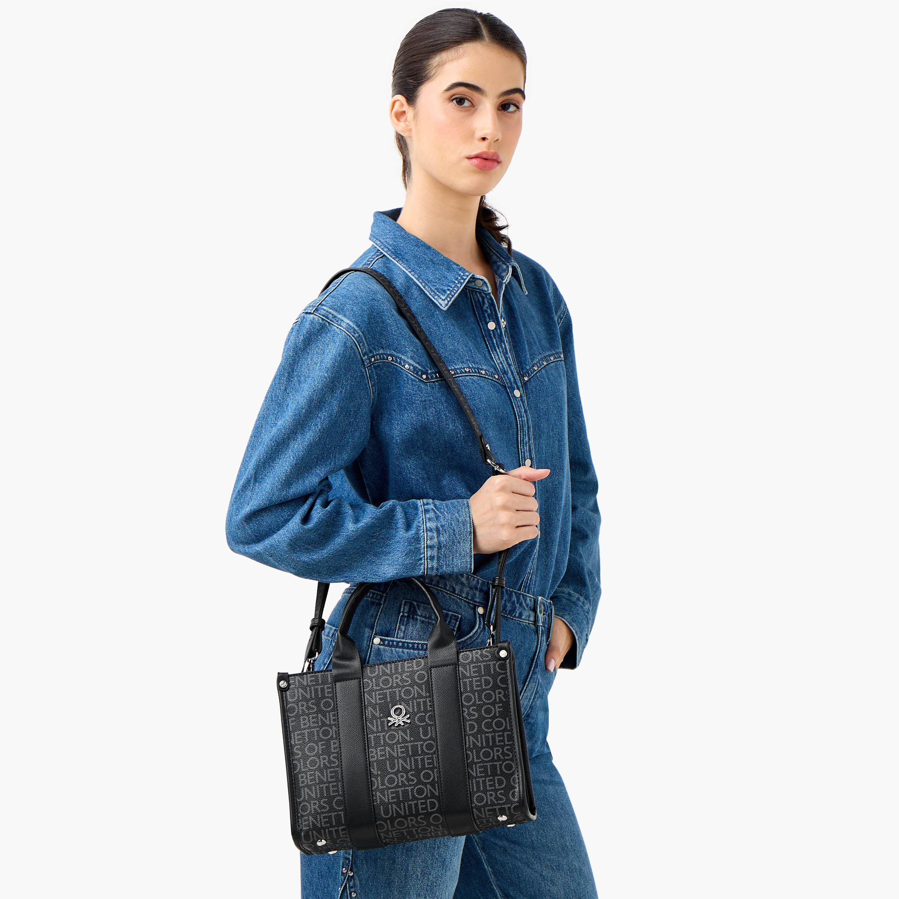 UCB Monogram Print Tote Bag with Detachable Strap-women-bagsandwallets-handbags-image-9