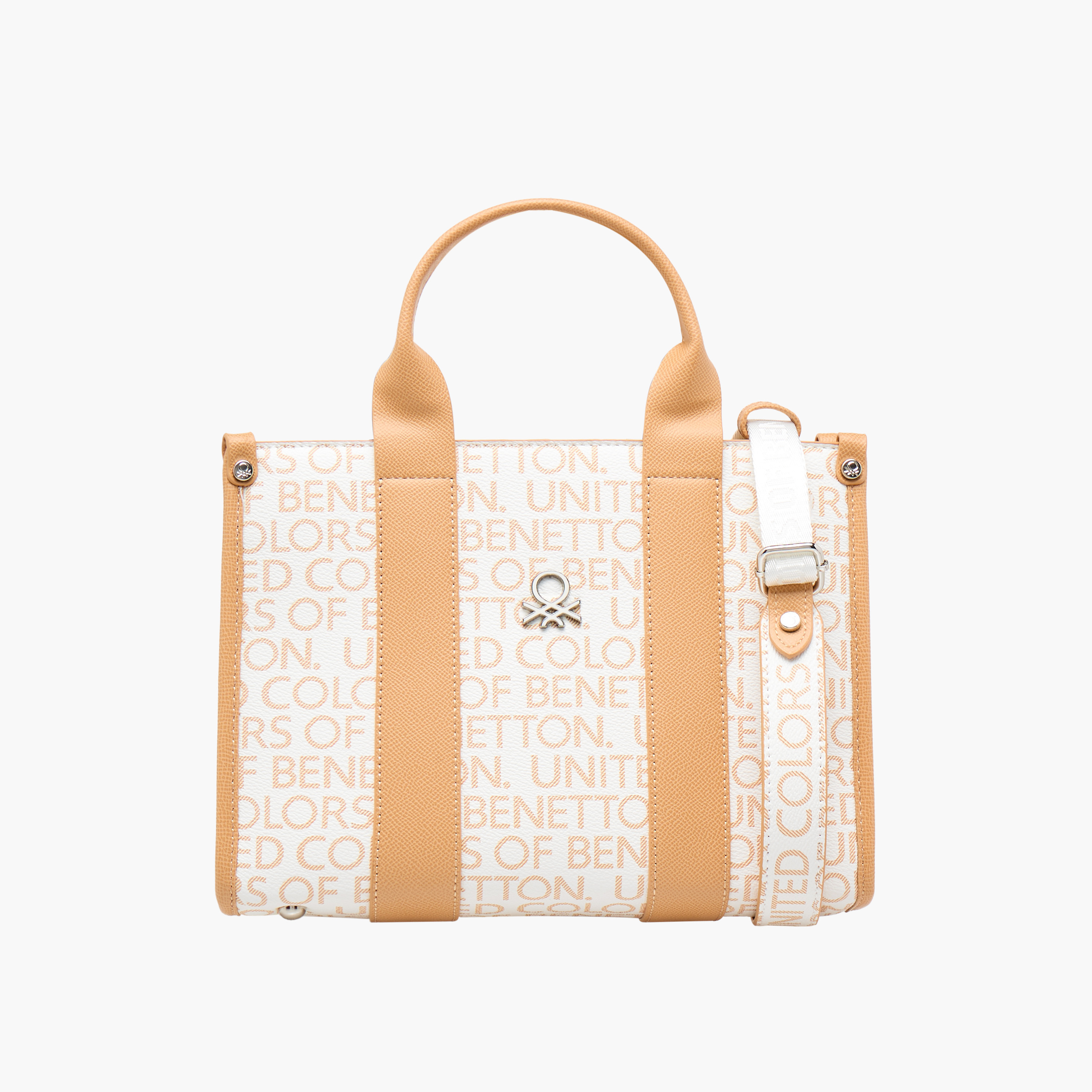 UCB Monogram Print Tote Bag with Detachable Strap-women-bagsandwallets-handbags-image-1