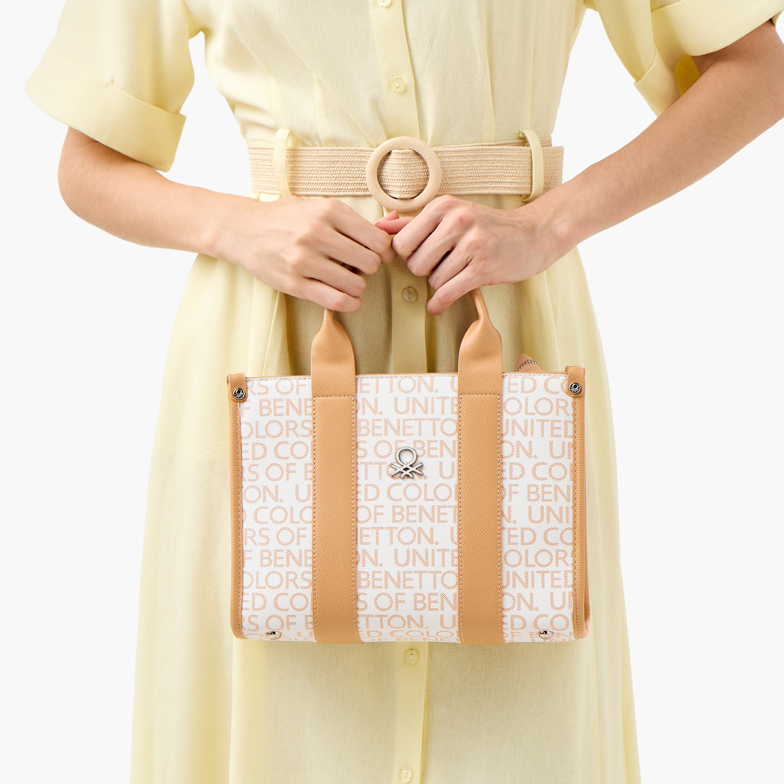 UCB Monogram Print Tote Bag with Detachable Strap-women-bagsandwallets-handbags-image-2