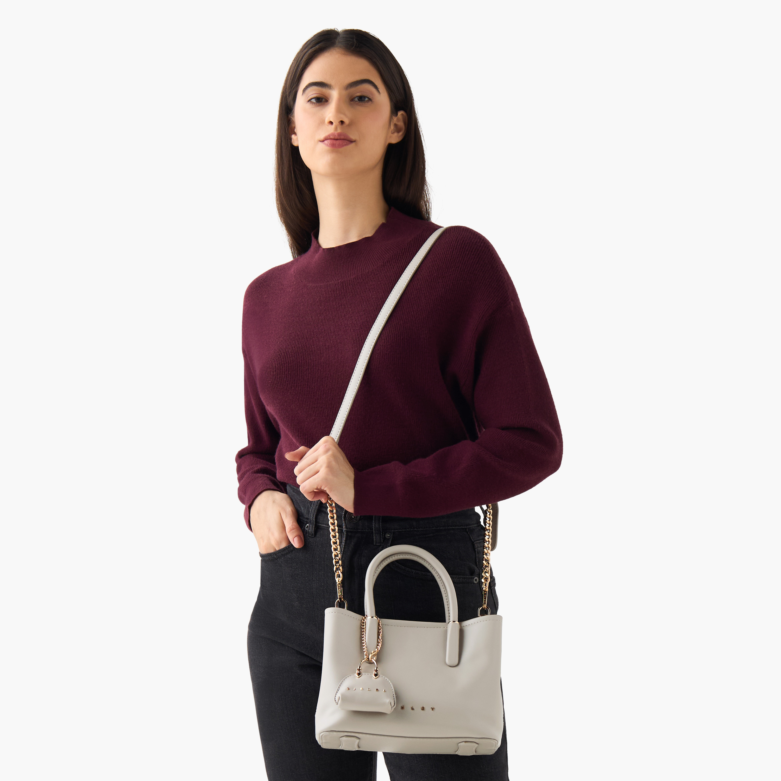 Sisley Solid Tote Bag with Detachable Strap-women-bagsandwallets-handbags-image-2