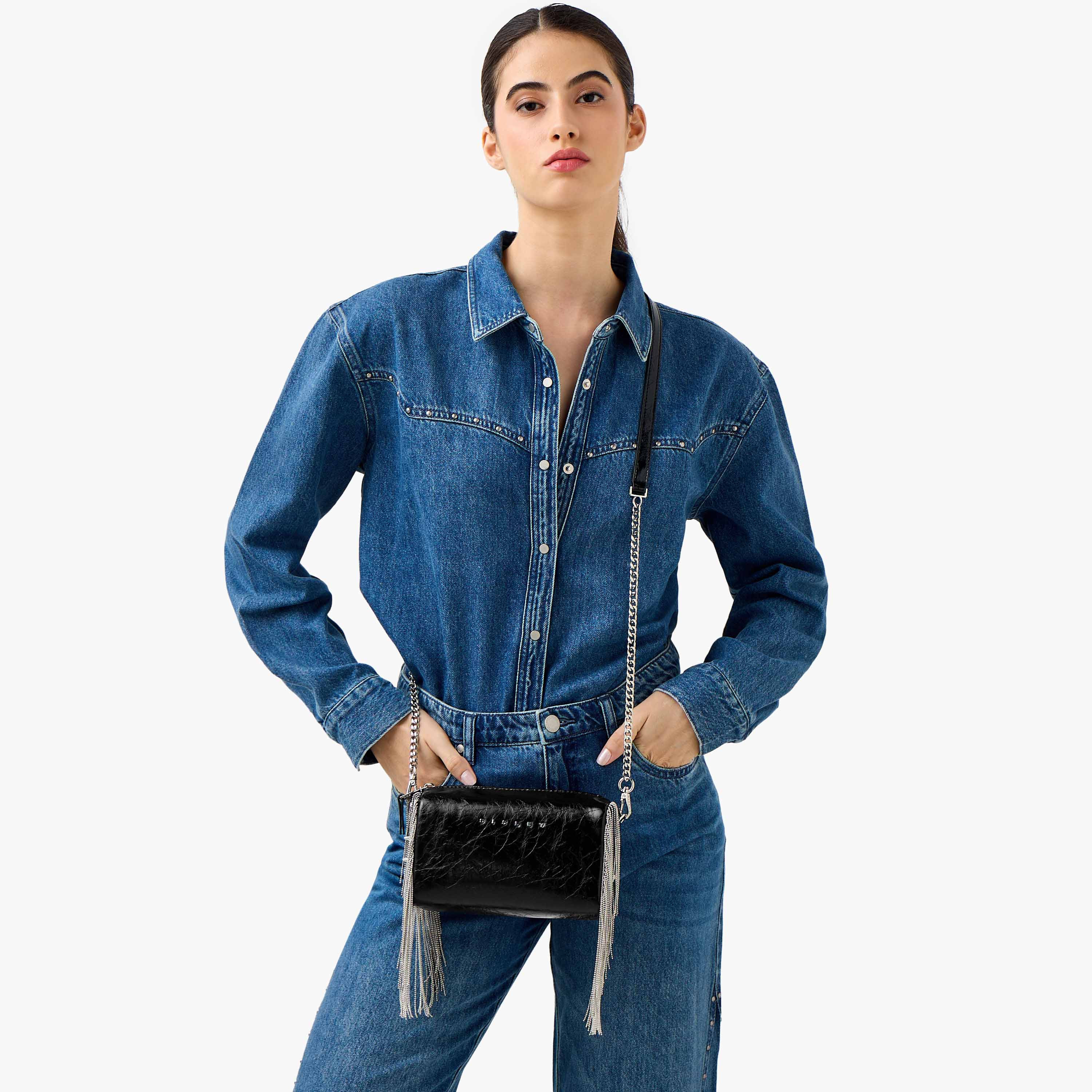 Sisley Fringe Detail Shoulder Bag with Zip Closure-women-bagsandwallets-handbags-image-2