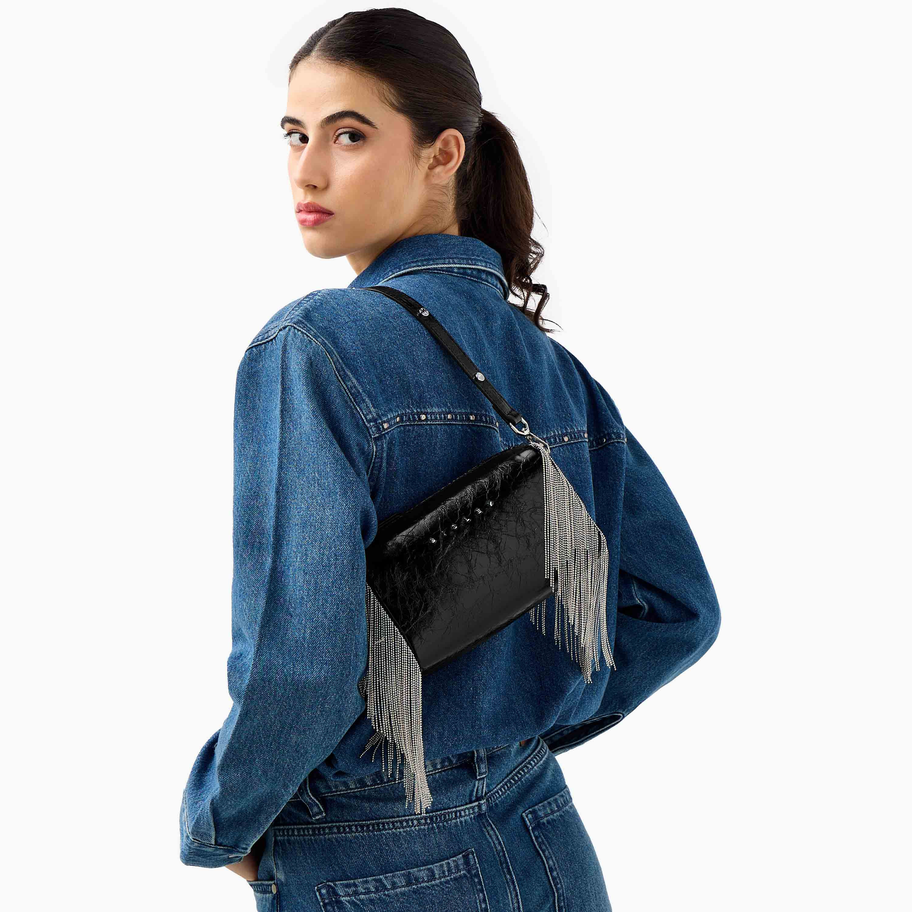 Sisley Fringe Detail Shoulder Bag with Zip Closure-women-bagsandwallets-handbags-image-8