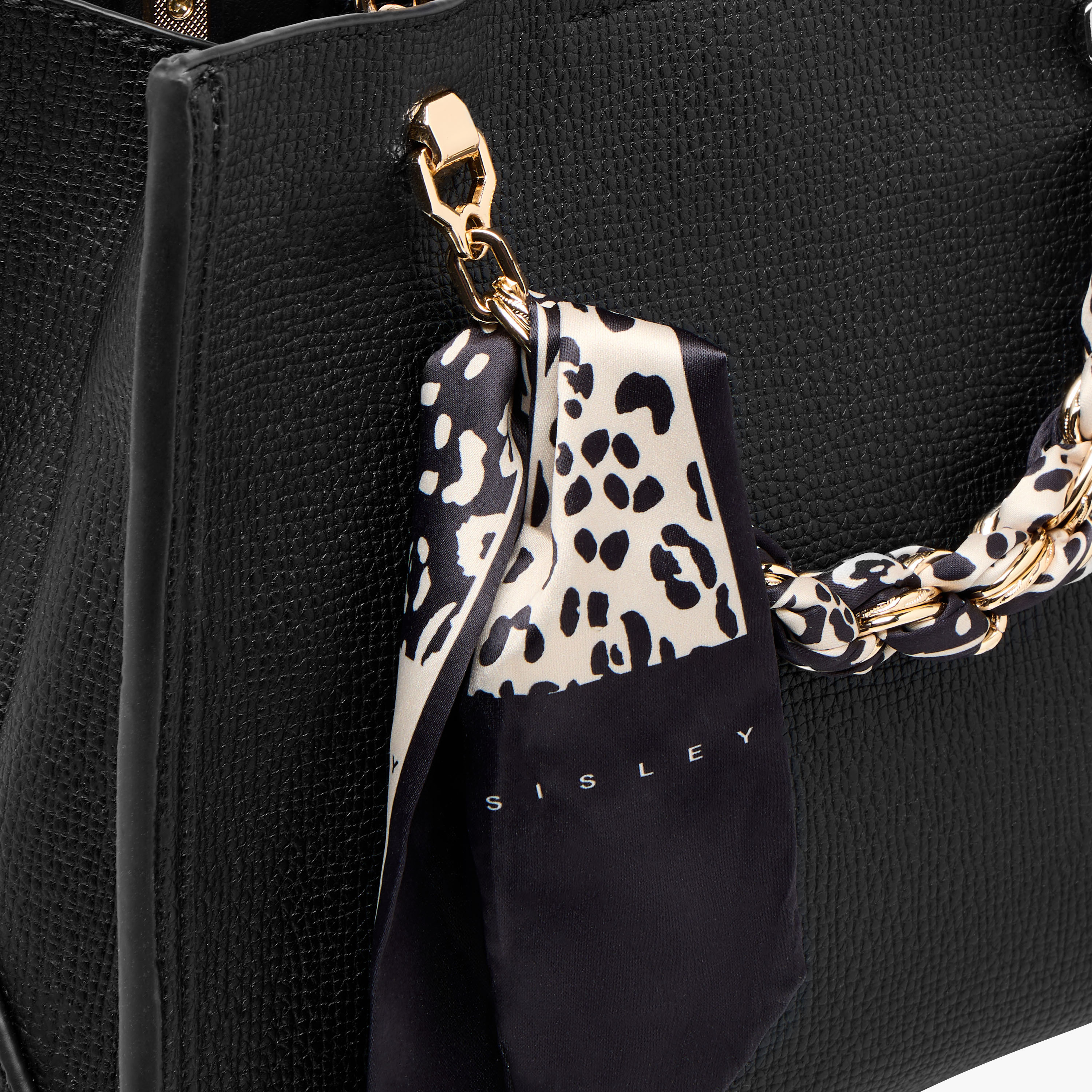 Sisley Textured Tote Bag with Scarf and Chain Detail-women-bagsandwallets-handbags-image-5