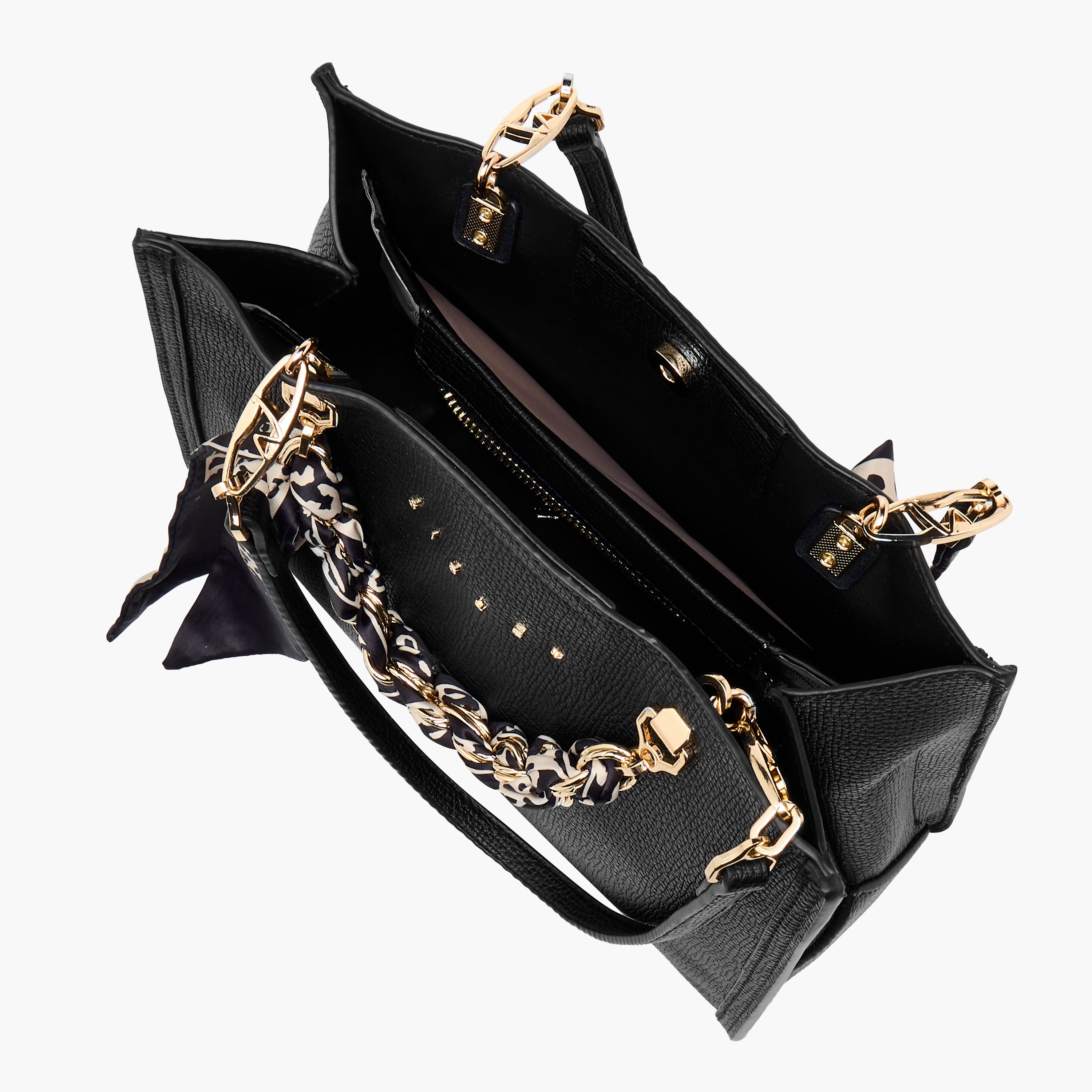 Sisley Textured Tote Bag with Scarf and Chain Detail-women-bagsandwallets-handbags-image-7