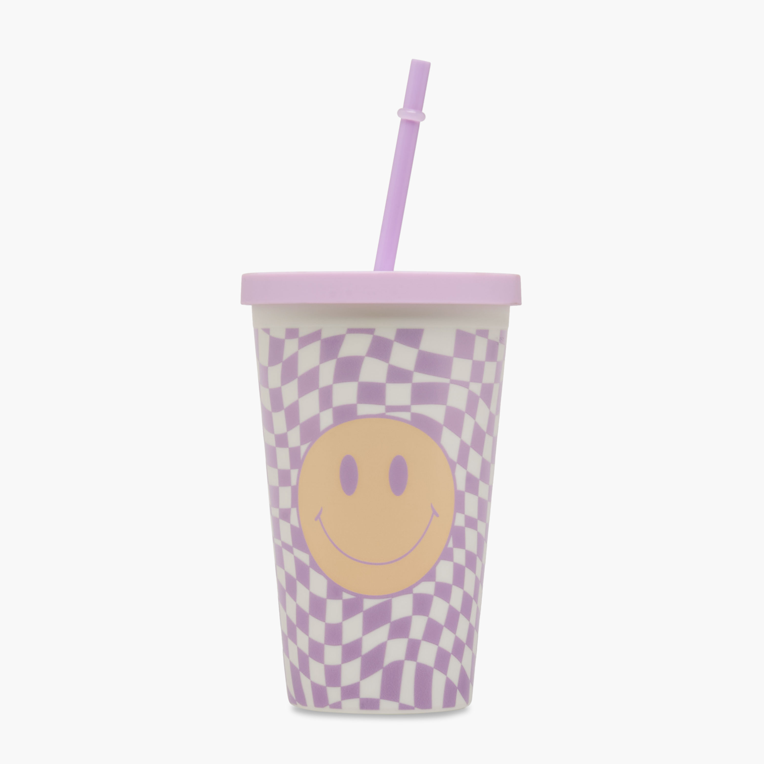 Smiley Print Double Wall Tumbler with Straw - 450 ml-school-waterbottles-image-1