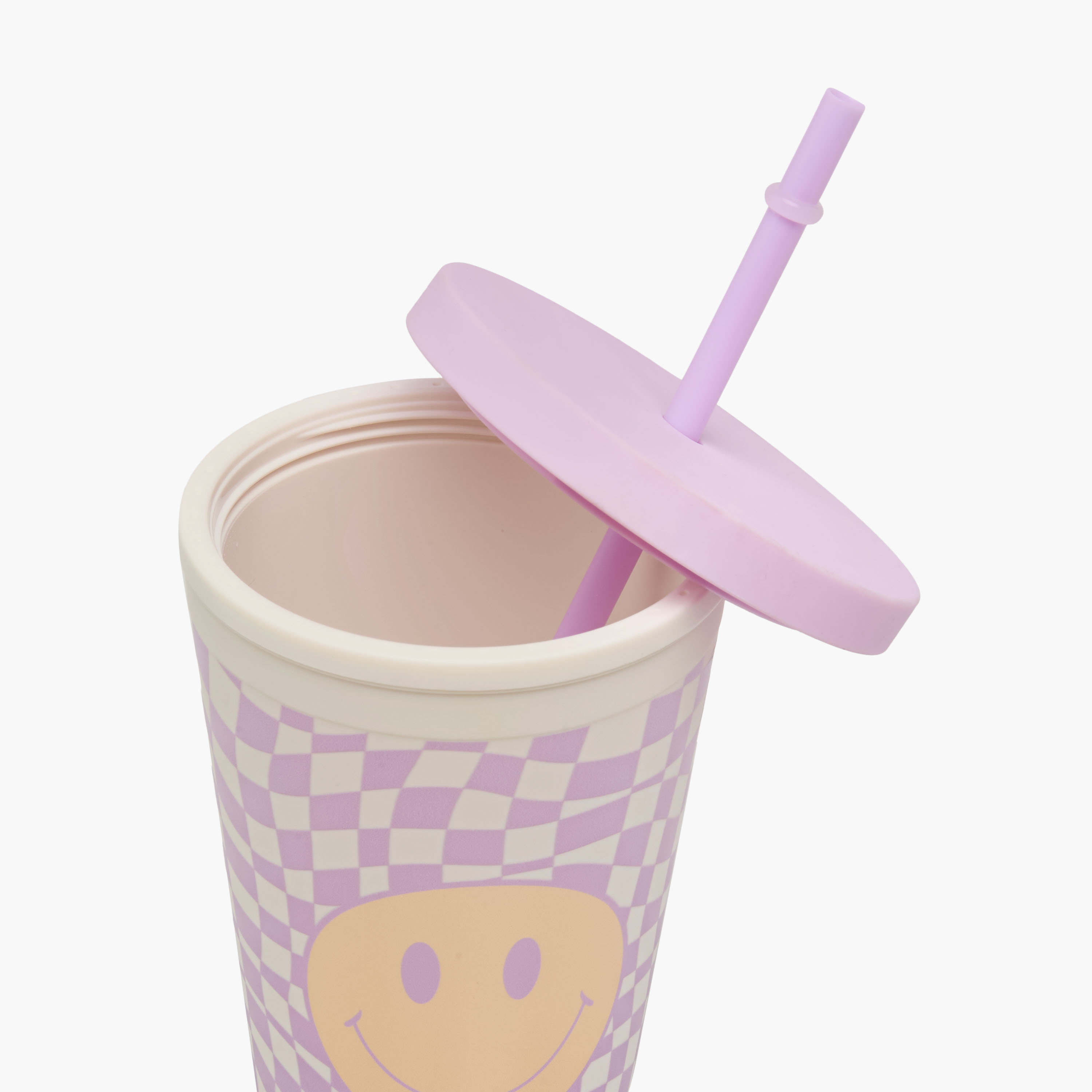 Smiley Print Double Wall Tumbler with Straw - 450 ml-school-waterbottles-image-4