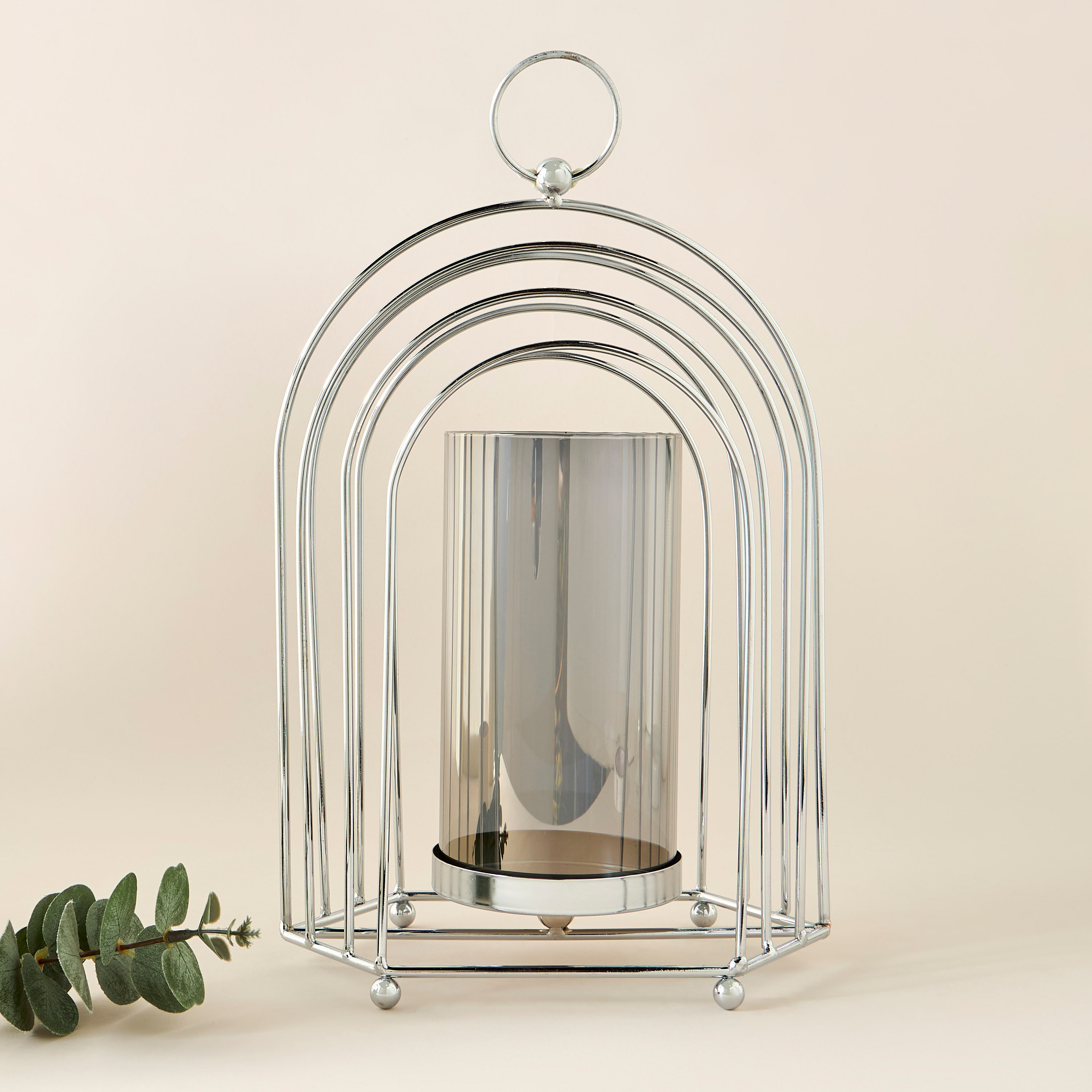حامل شموع معدن مع أنبوب زجاج - 33 سم-household-decor-candleholdersandlanterns-image-1