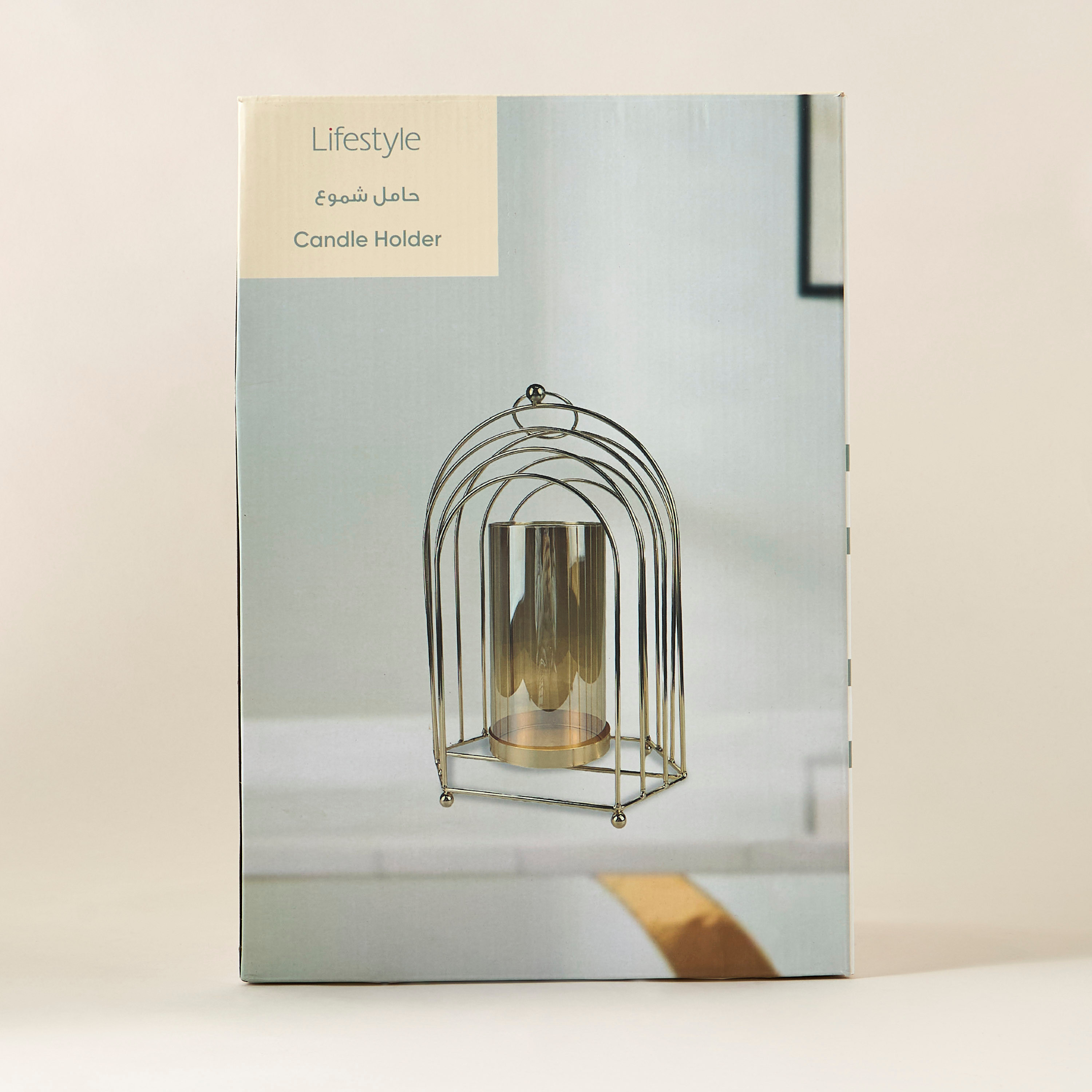 حامل شموع معدن مع أنبوب زجاج - 33 سم-household-decor-candleholdersandlanterns-image-5