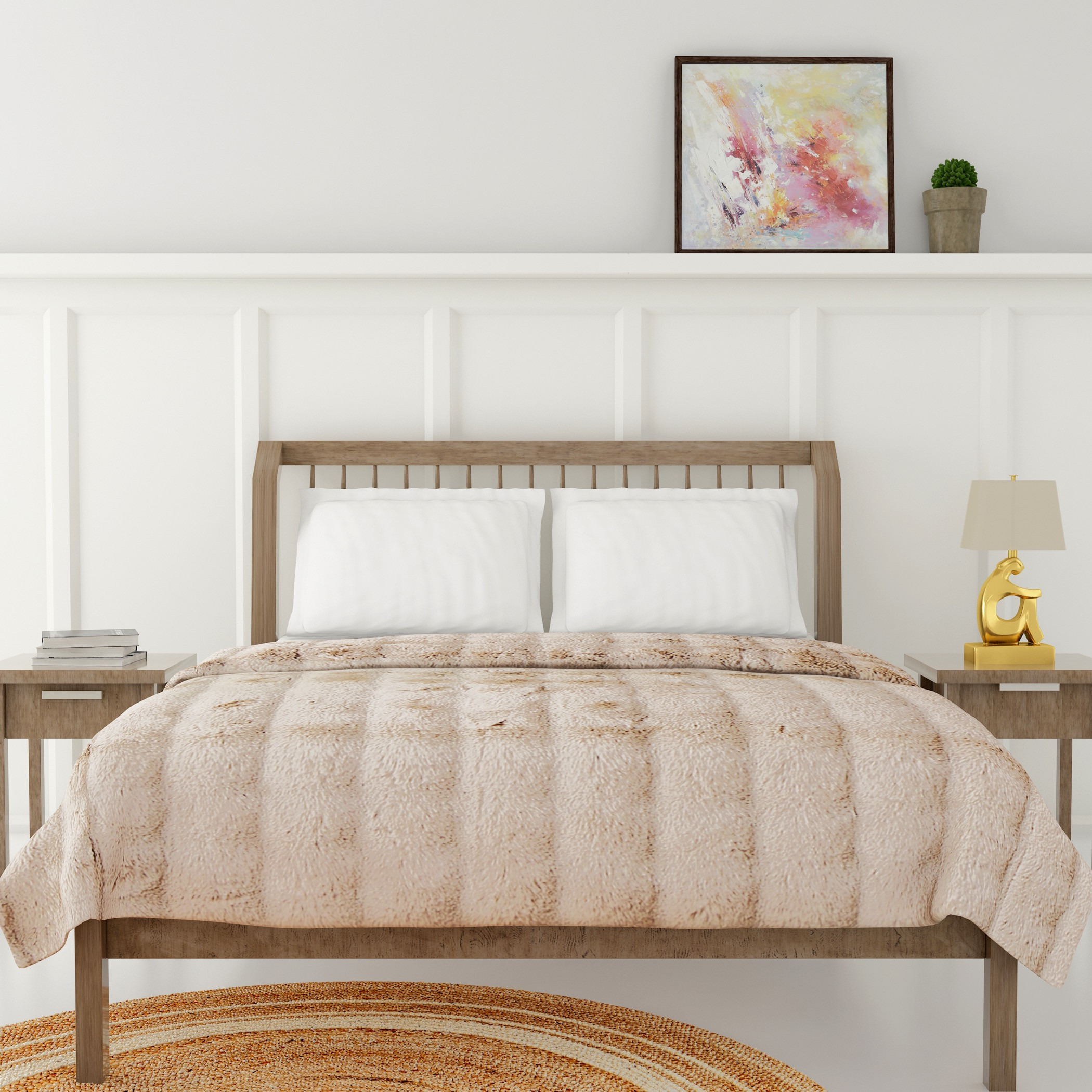 Gia Como - Bubble Rabbit Fur Blanket - Oyster-household-bedding-blankets-image-1